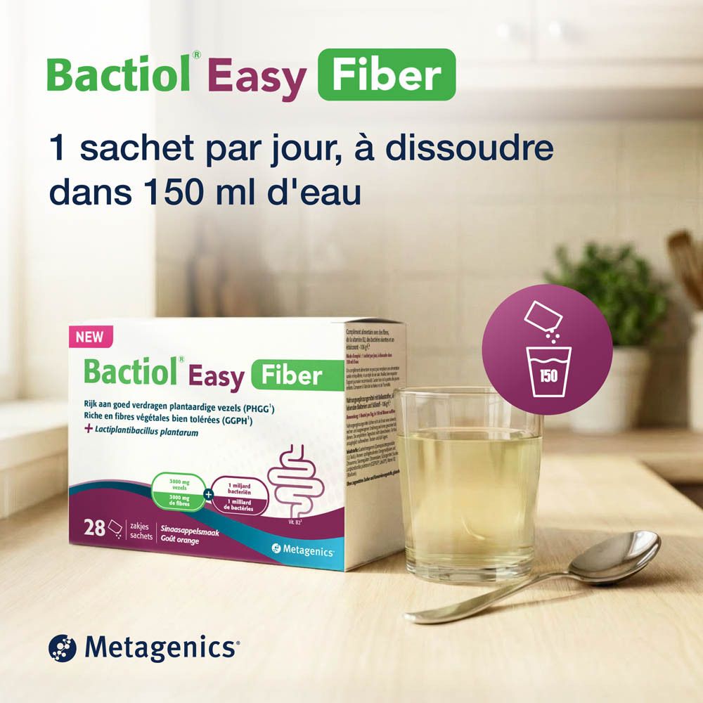 Différents produits Bactiol. Bactiol Easy Fiber, Plus, Duo, Women, Complete et autres.