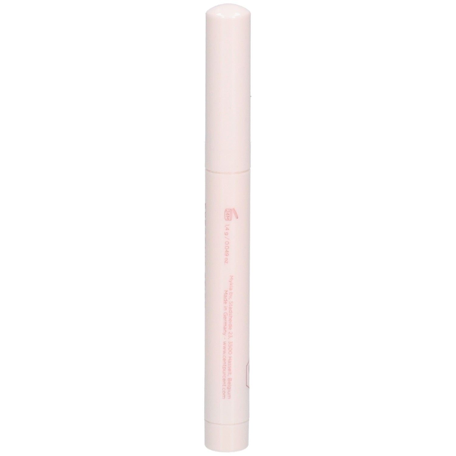 Bâton rose clair avec capuchon blanc. Inscriptions roses. Informations sur le produit.