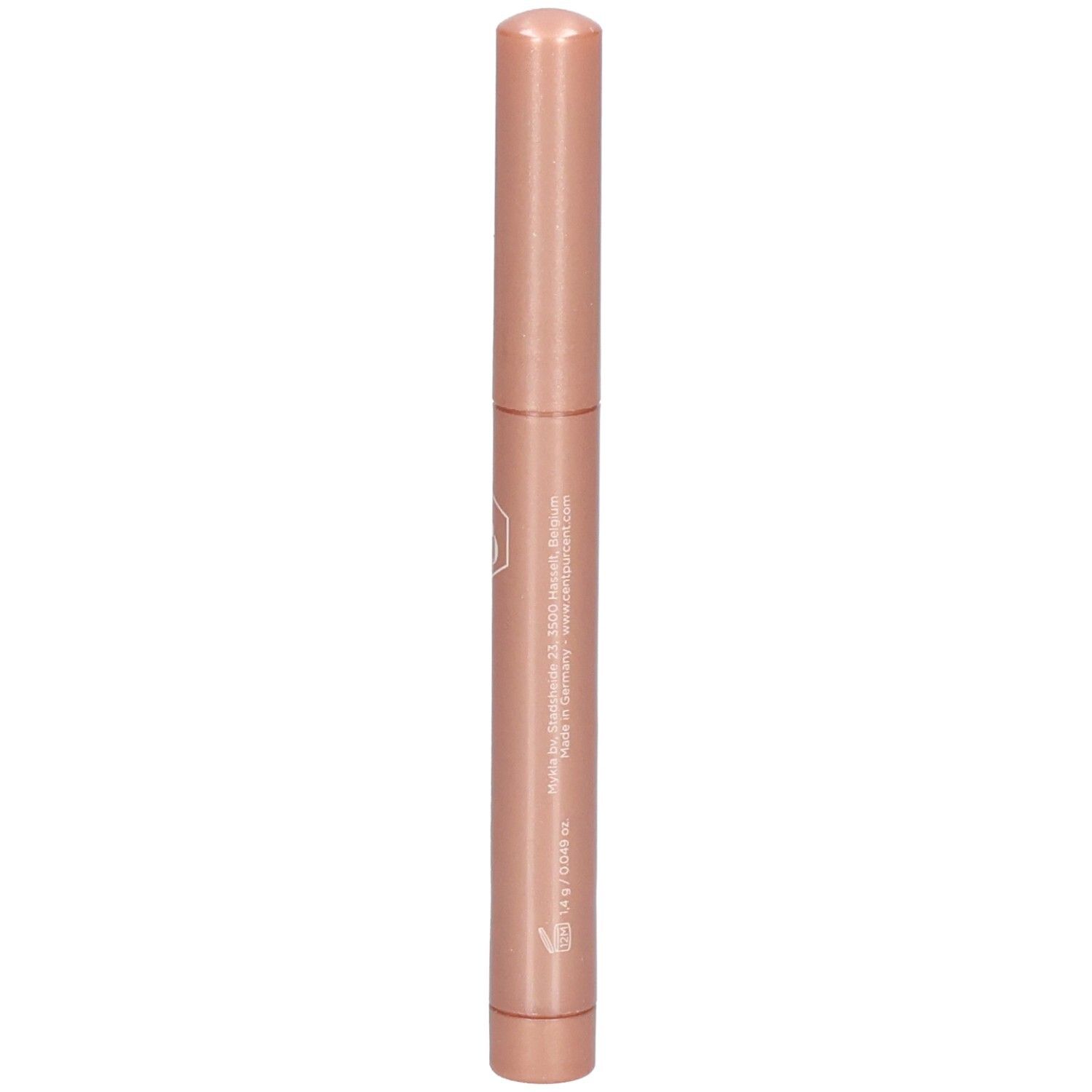 Un bâtonnet doré rose avec logo et informations produit.