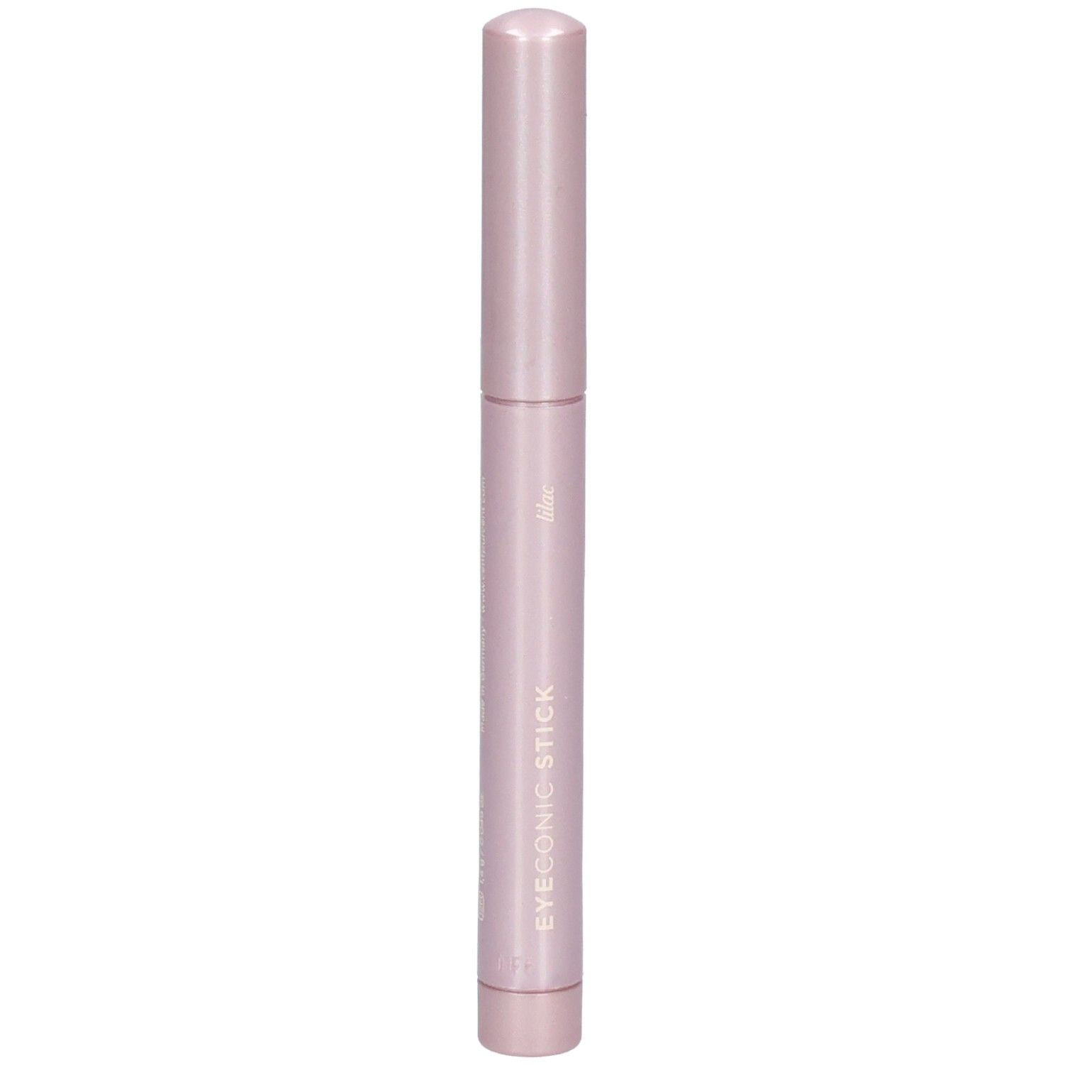 Un bâton fermé, de couleur rose, avec logo et inscription argentés.