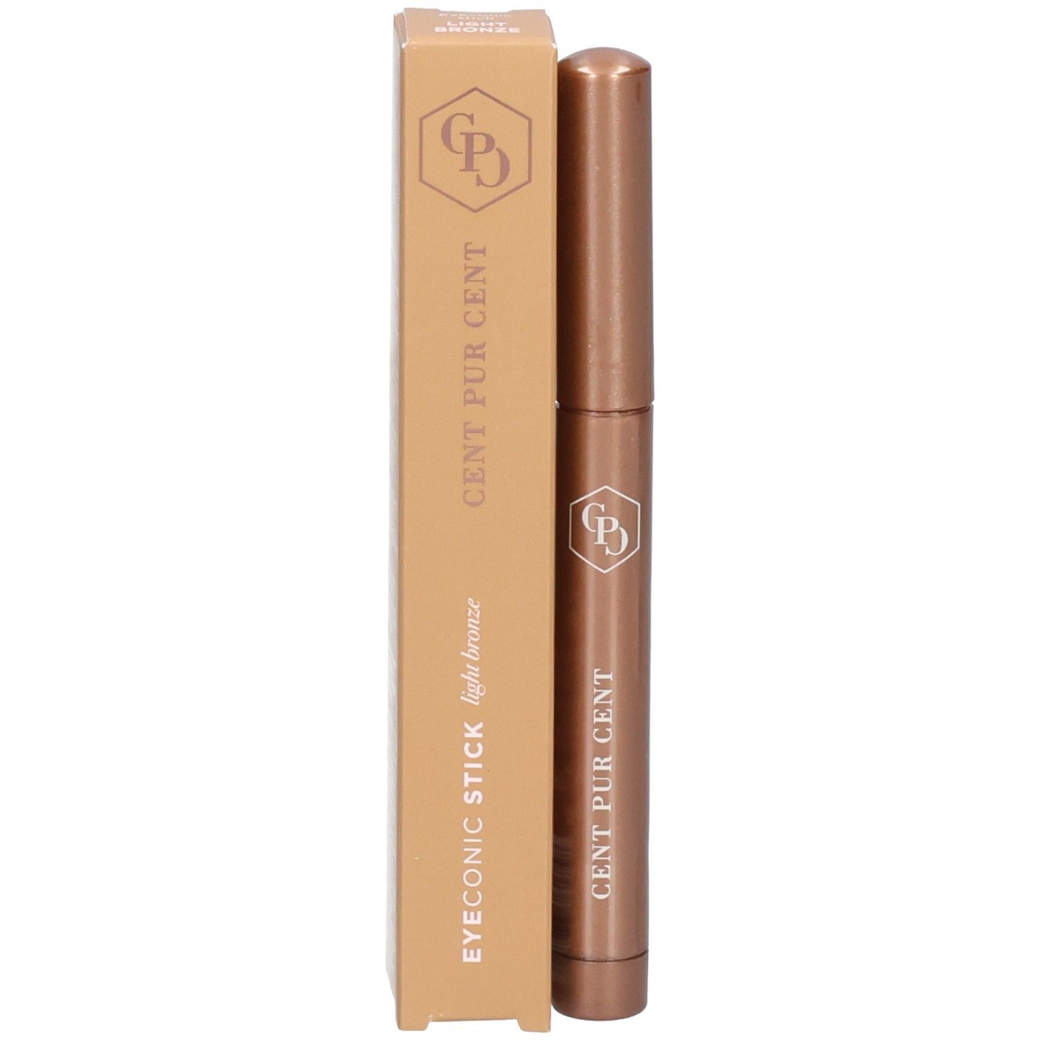 Cent Pur Cent Eyeconic Stick Light Bronze avec emballage : Bâton et boîte couleur bronze.