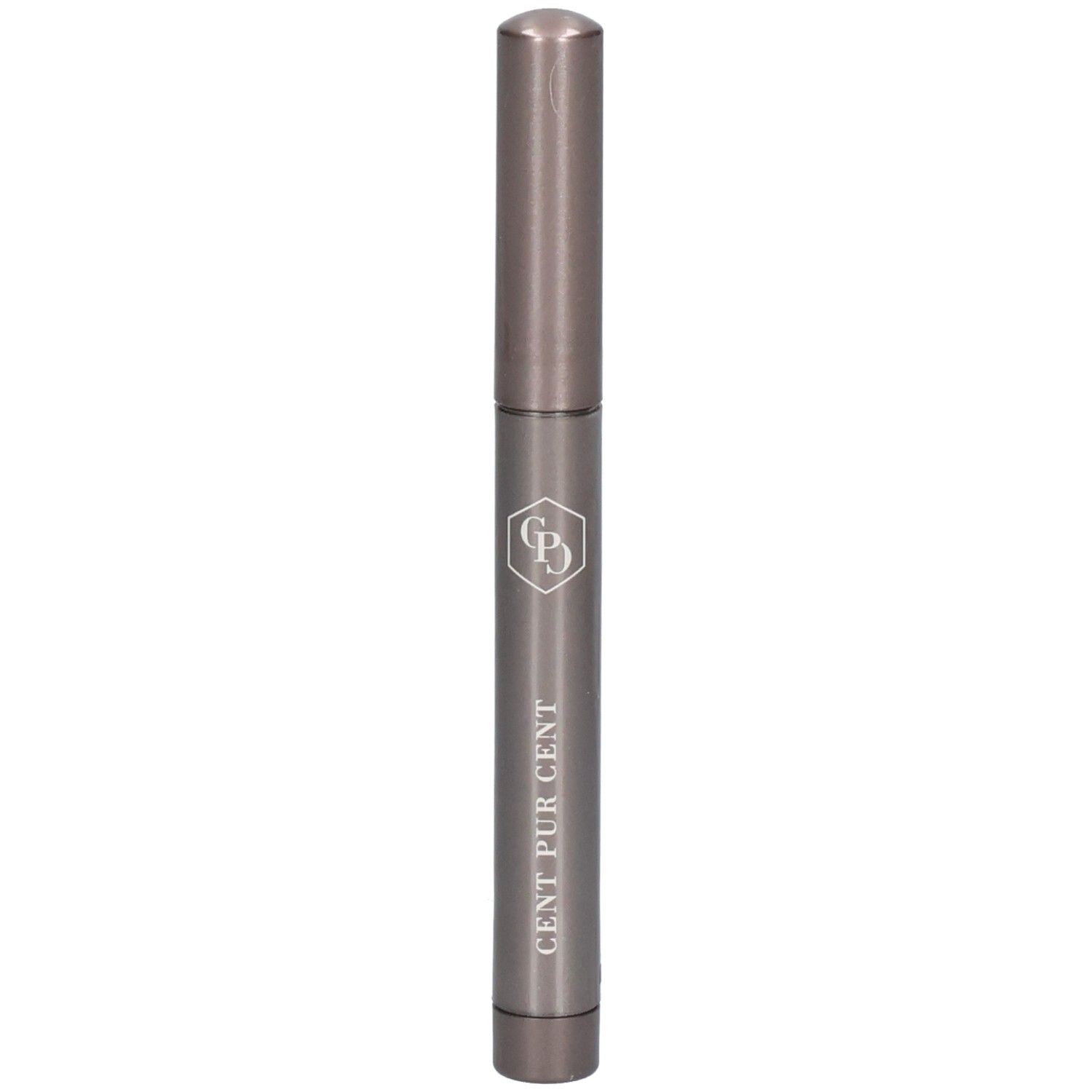 Stylo gris avec logo argenté et inscription 'CENT PUR CENT'.