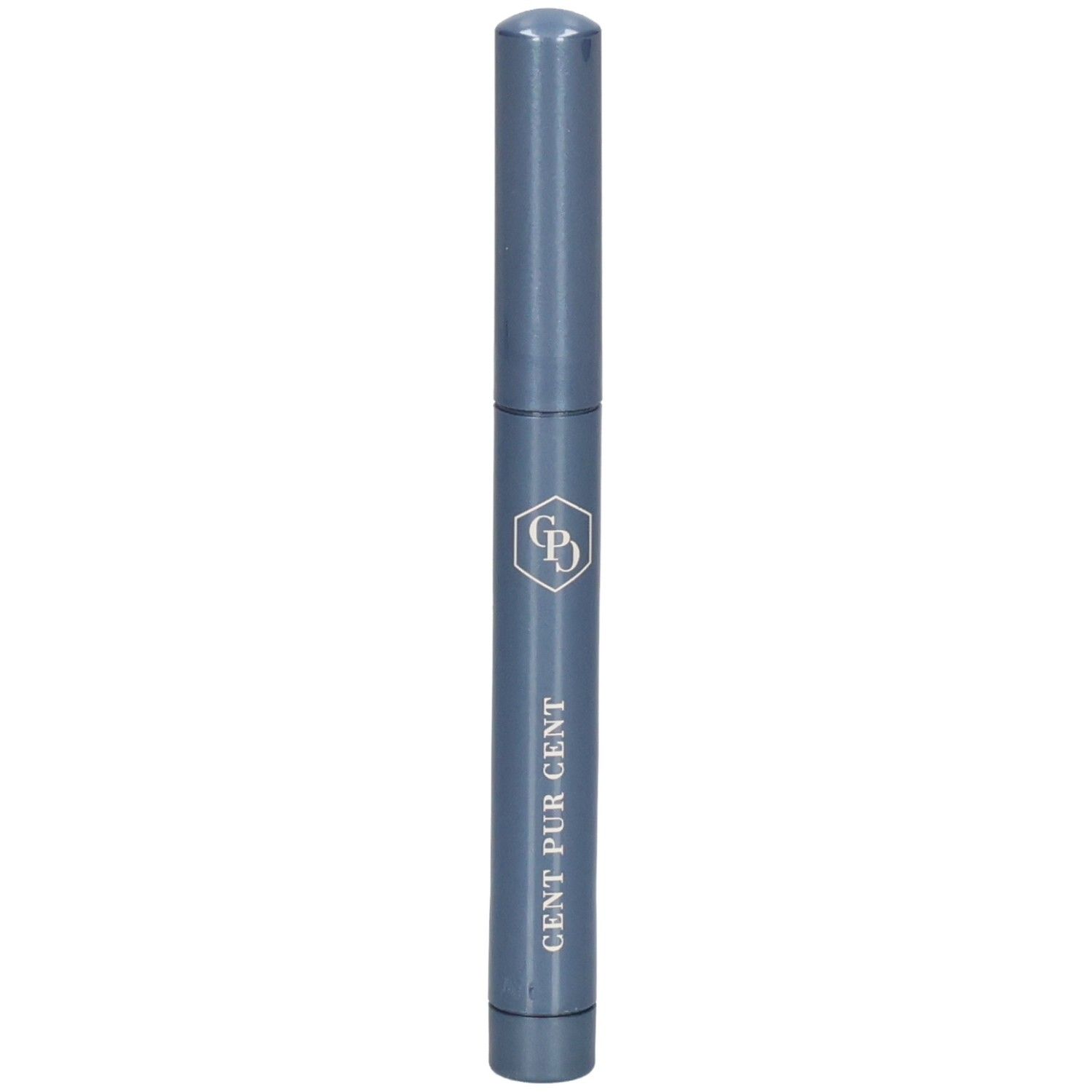 Stylo bleu foncé avec logo argenté et inscription 'CENT PUR CENT'.