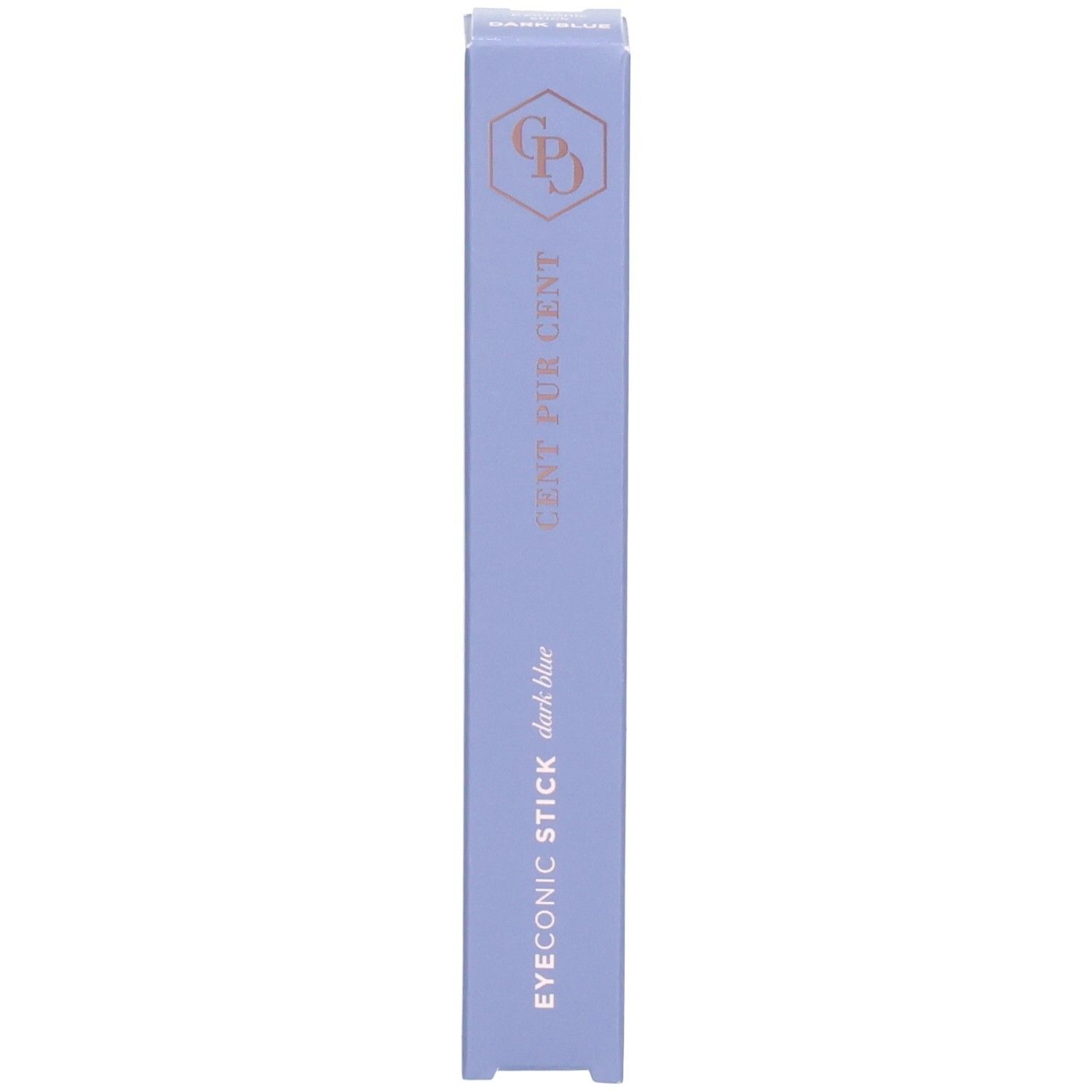 Emballage lilas clair avec nom du produit 'EYECONIC STICK dark blue'.