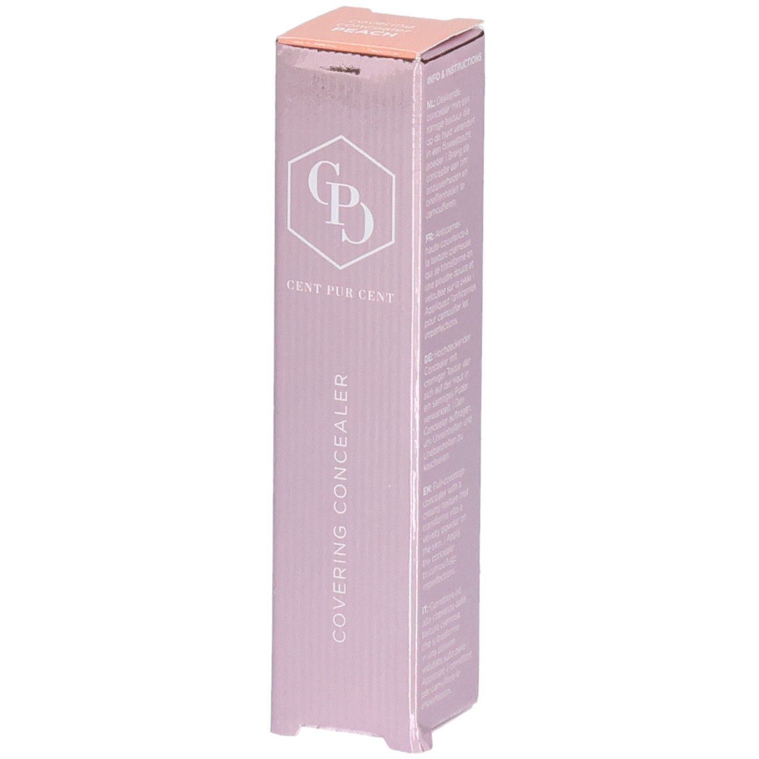 Emballage du stick correcteur couvrant Cent Pur Cent, couleur rose.