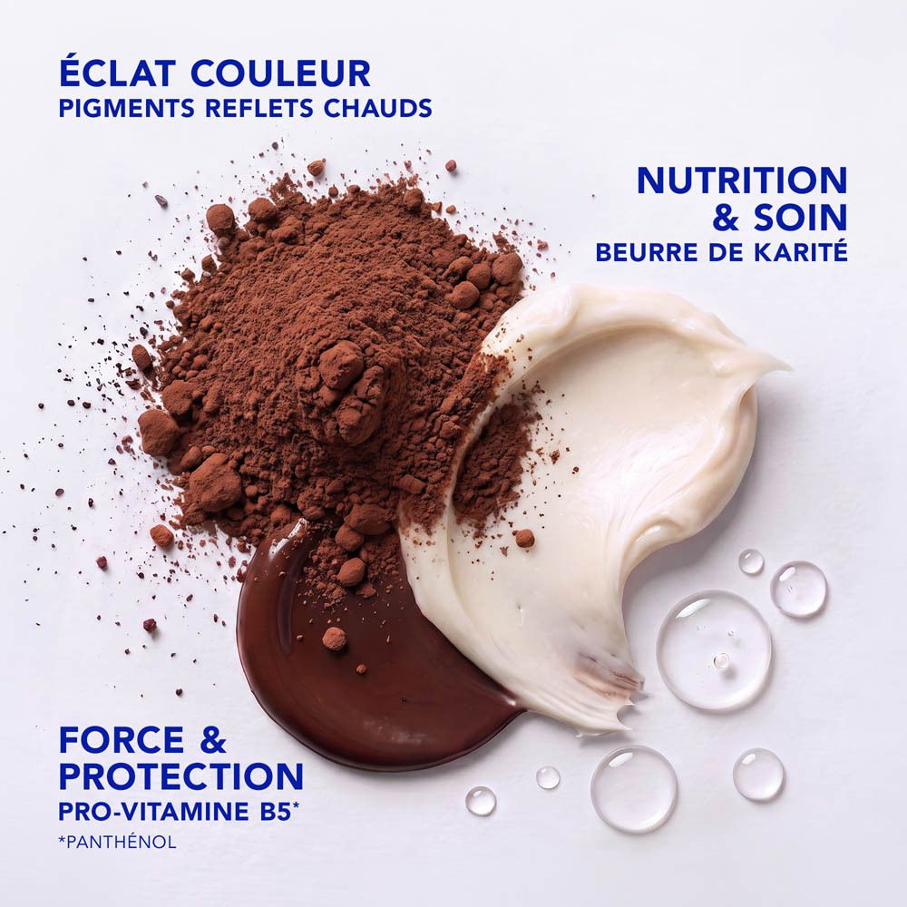 Phyto Paris Color Gloss Masque : cacao en poudre, beurre de karité et Pro-Vitamine B5.