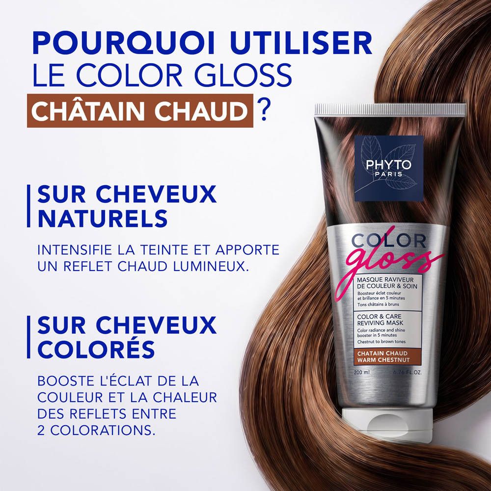 Phyto Paris Color Gloss Masque : intensifie la couleur sur cheveux naturels et colorés.