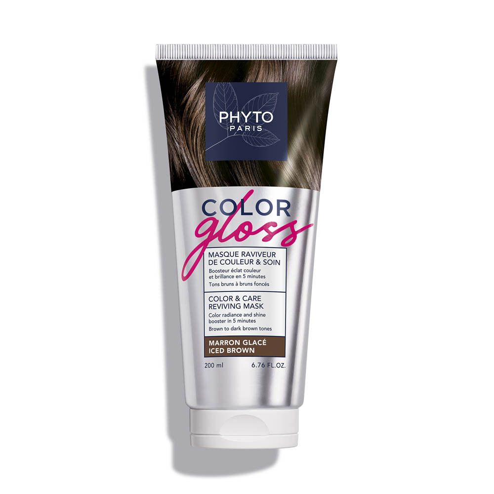 Phyto Color Gloss Iced Brown masque capillaire dans un tube argenté, 200ml.