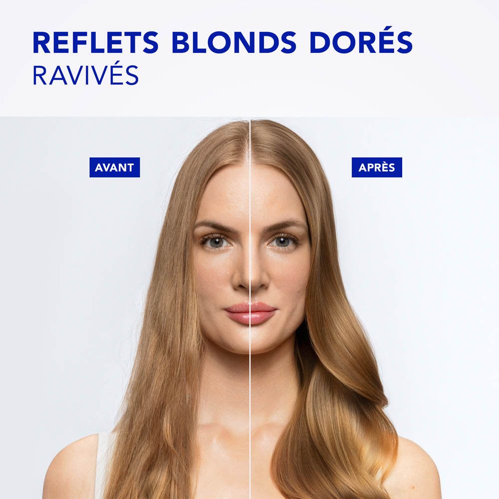 Comparaison avant-après de cheveux avec Phyto Paris Color Gloss Masque.