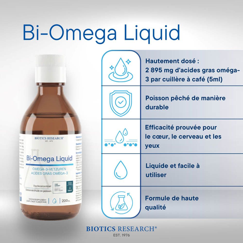 Bouteille en verre ambré avec bouchon blanc, étiquette avec nom du produit et détails en français.