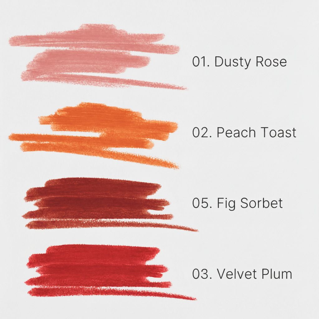 Échantillon couleur du crayon à lèvres 'Couleurs de Noir Peptide Lip Contour 02 Peach Toast'.