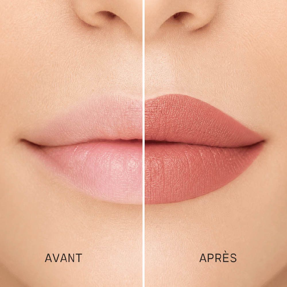 Emballage du rouge à lèvres SPF30, formule hydratante, produit vegan.