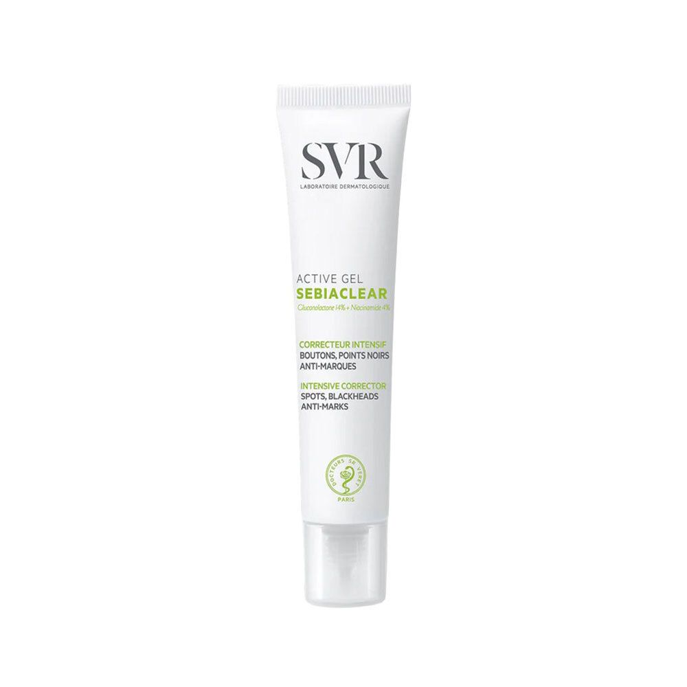 SVR Sebiaclear Correcteur Intensif en tube avec applicateur visible et texte produit.