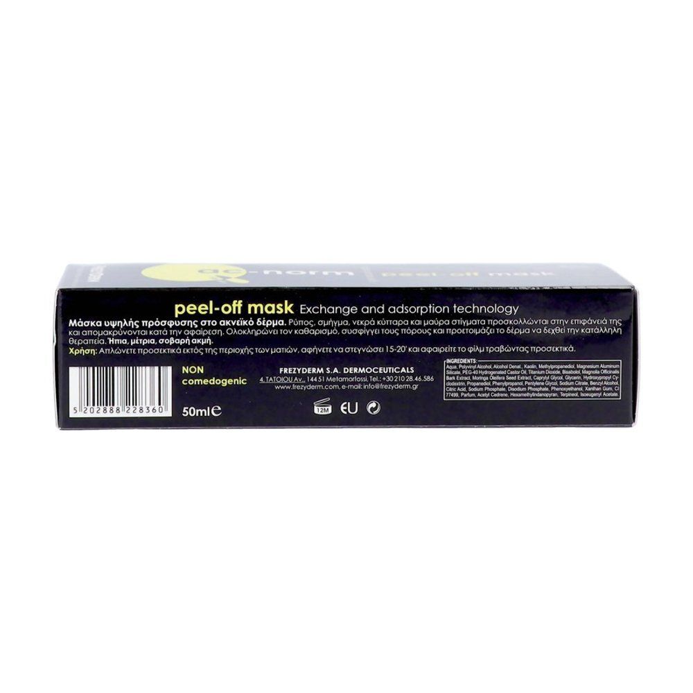 Masque Peel-Off Frezyderm Ac-Norm et son emballage pour peaux à tendance acnéique.