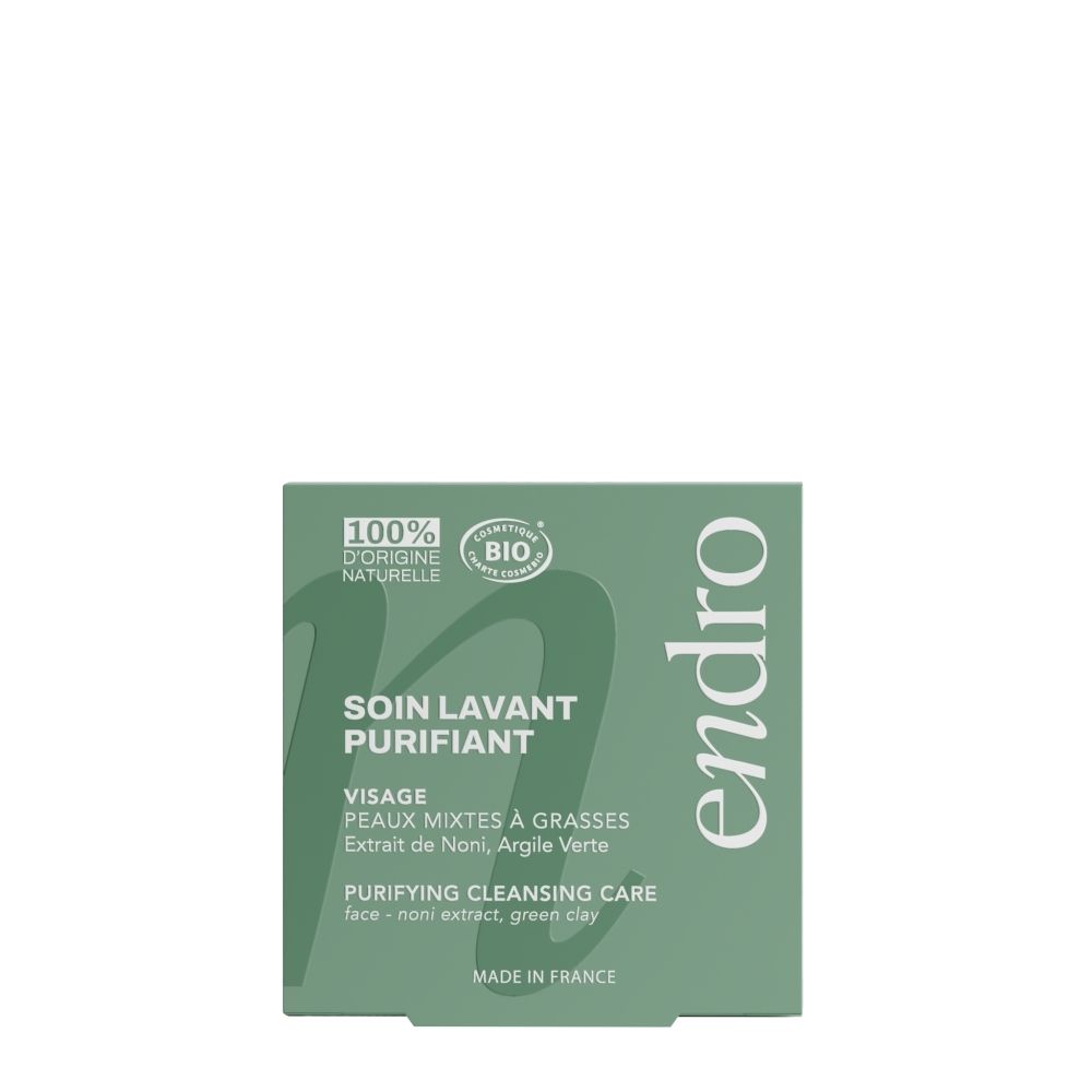 Emballage Endro Soin Lavant Purifiant, vue frontale avec nom du produit.