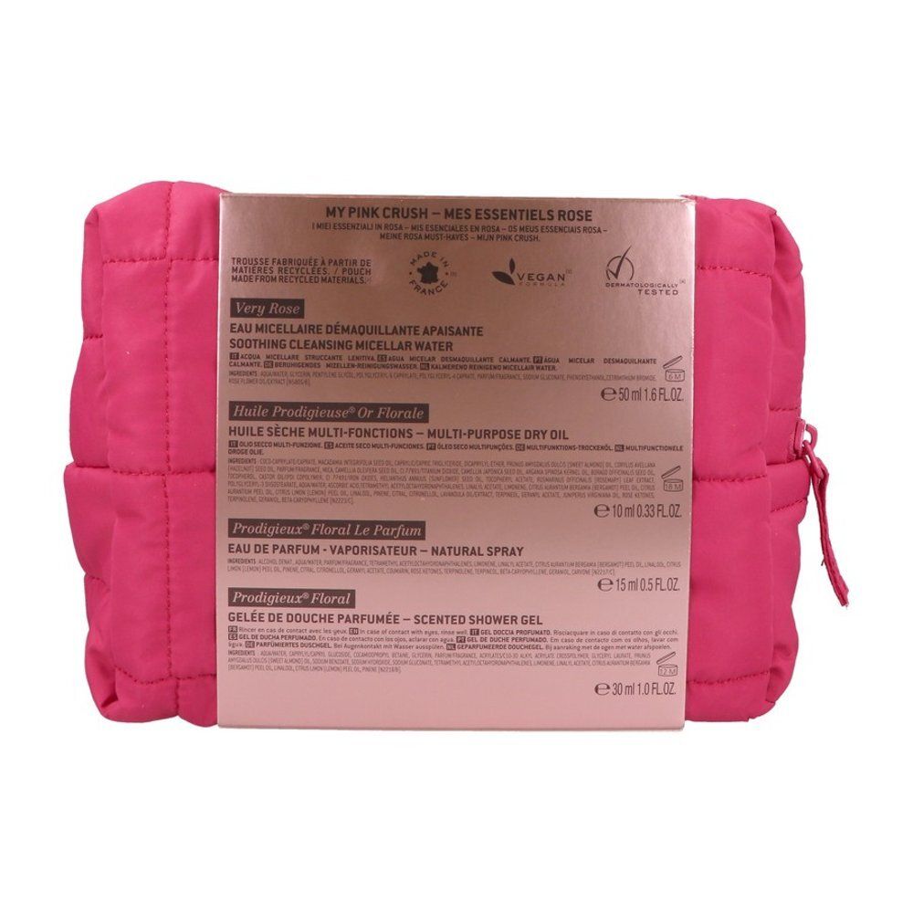 Trousse Nuxe My Pink Crush, vue latérale avec fermeture éclair de la pochette.