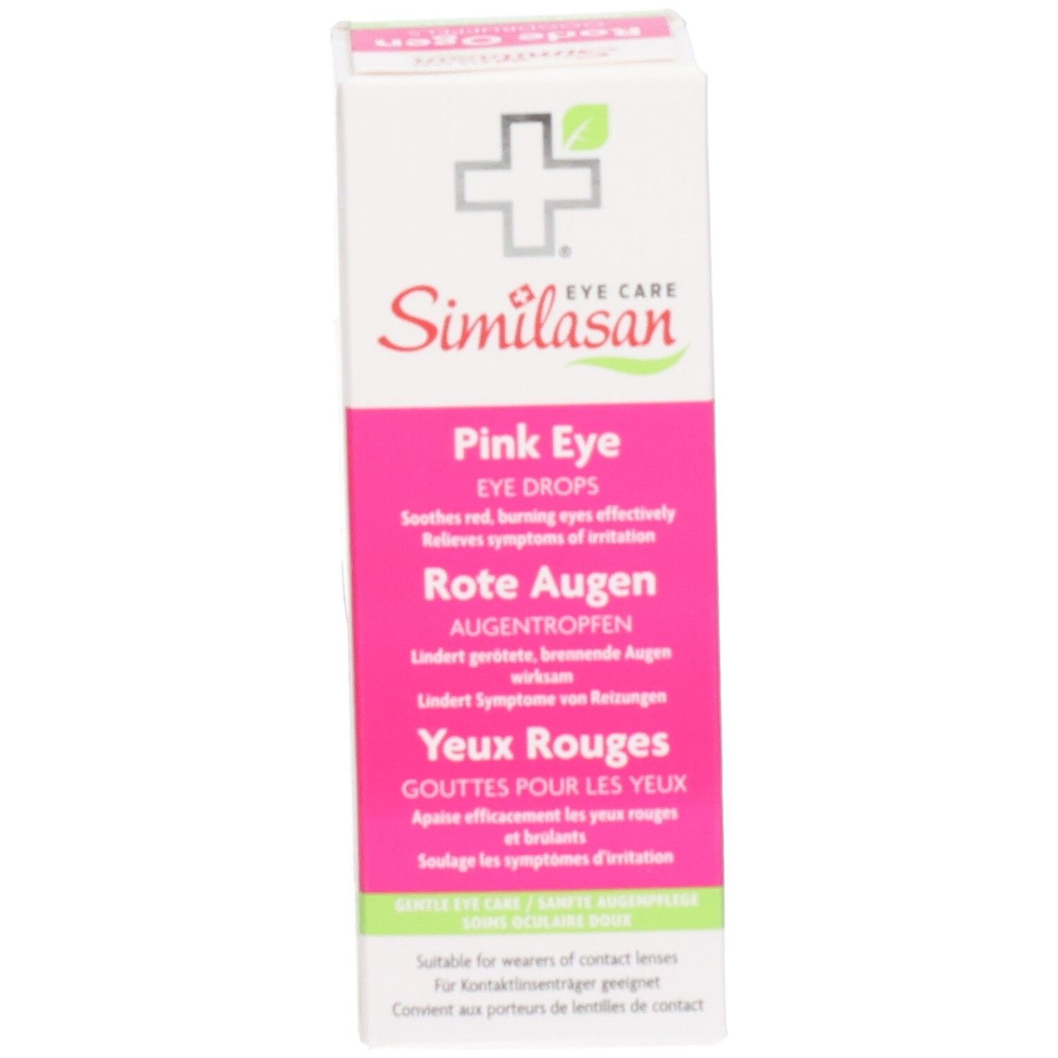 Emballage Similasan Pink Eye Gouttes pour les yeux. Soulage rougeurs et irritations. 10ml.