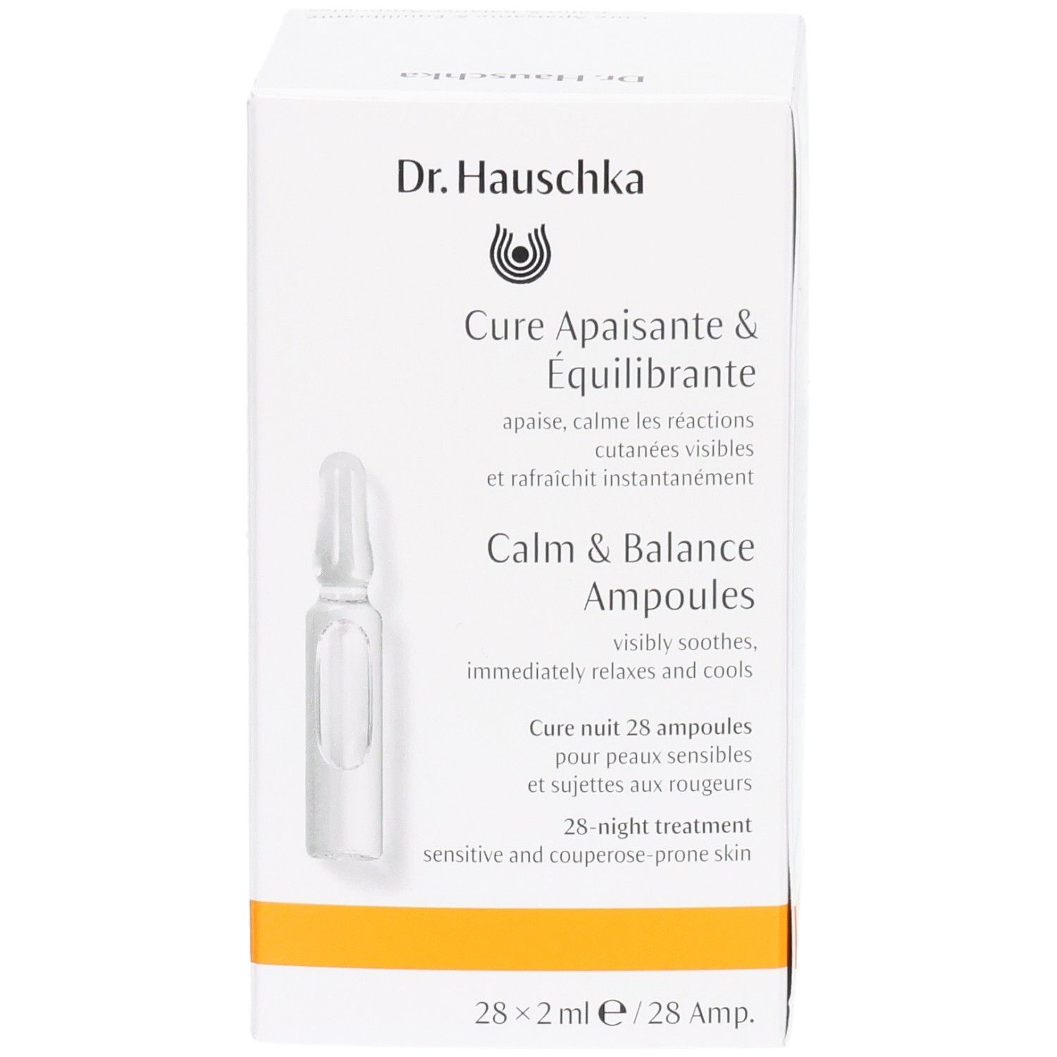 Dr. Hauschka Cure Apaisante & Équilibrante, 28 ampoules de 2ml. Boîte avec une ampoule.
