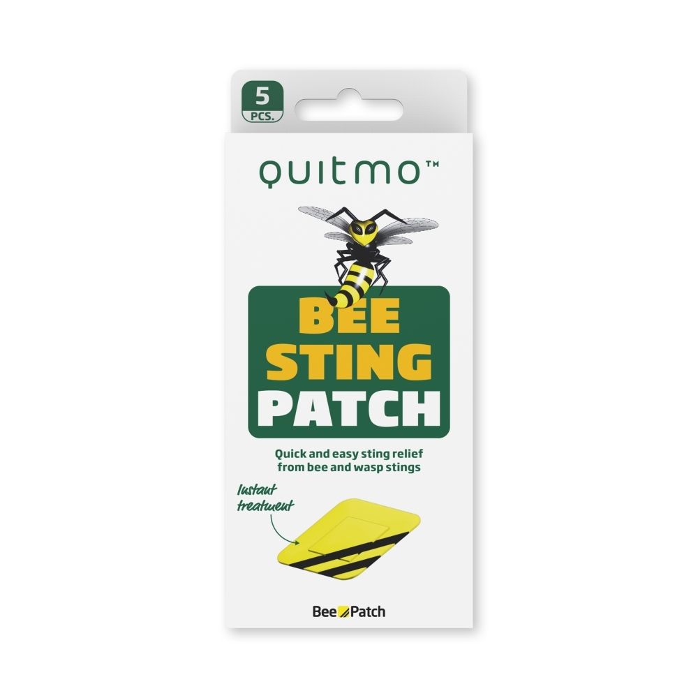 Boîte de 5 patchs Quitmo Bee Sting pour soulager les piqûres d'abeilles et de guêpes.
