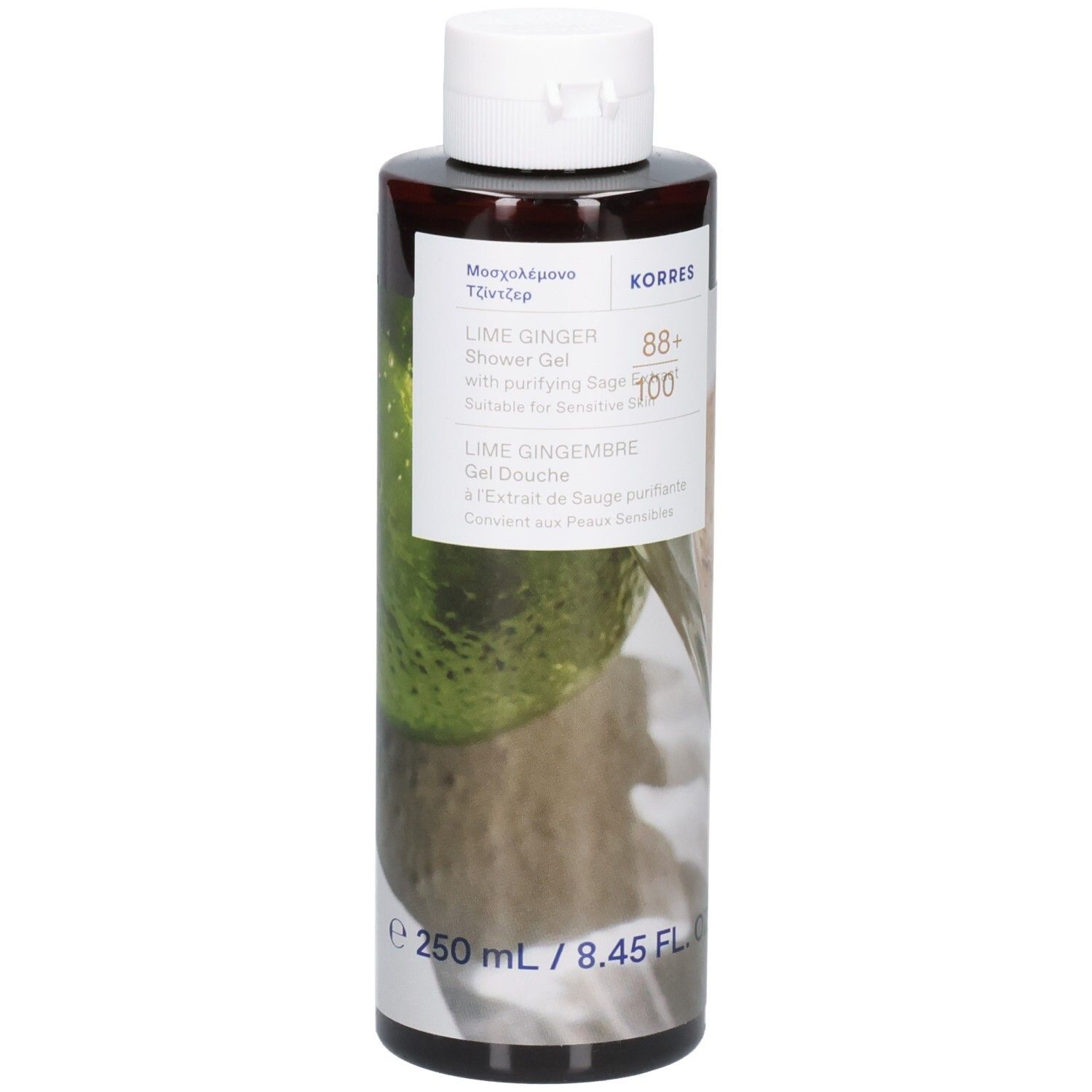 Gel douche Korres Gingembre Citron Vert, 250 ml.