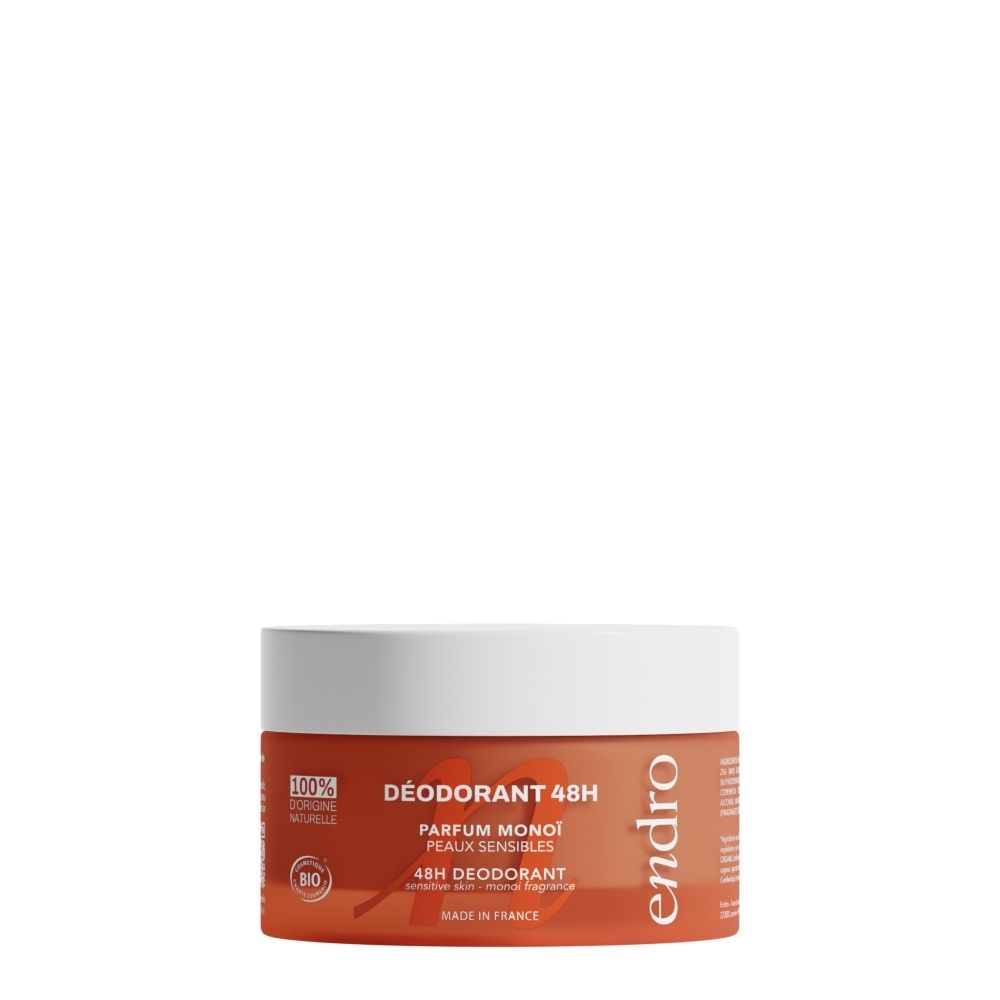 Baume Déodorant Endro 48H, parfum Monoï, peaux sensibles. 100% origine naturelle.