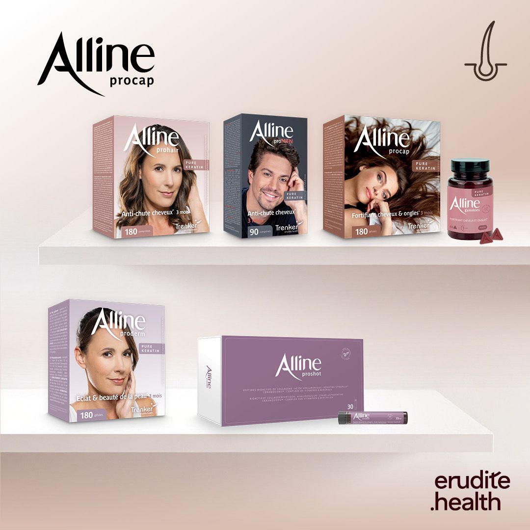 Alline Procap : "Fortifiant cheveux & ongles". Boîte de 210 gélules, face avant.