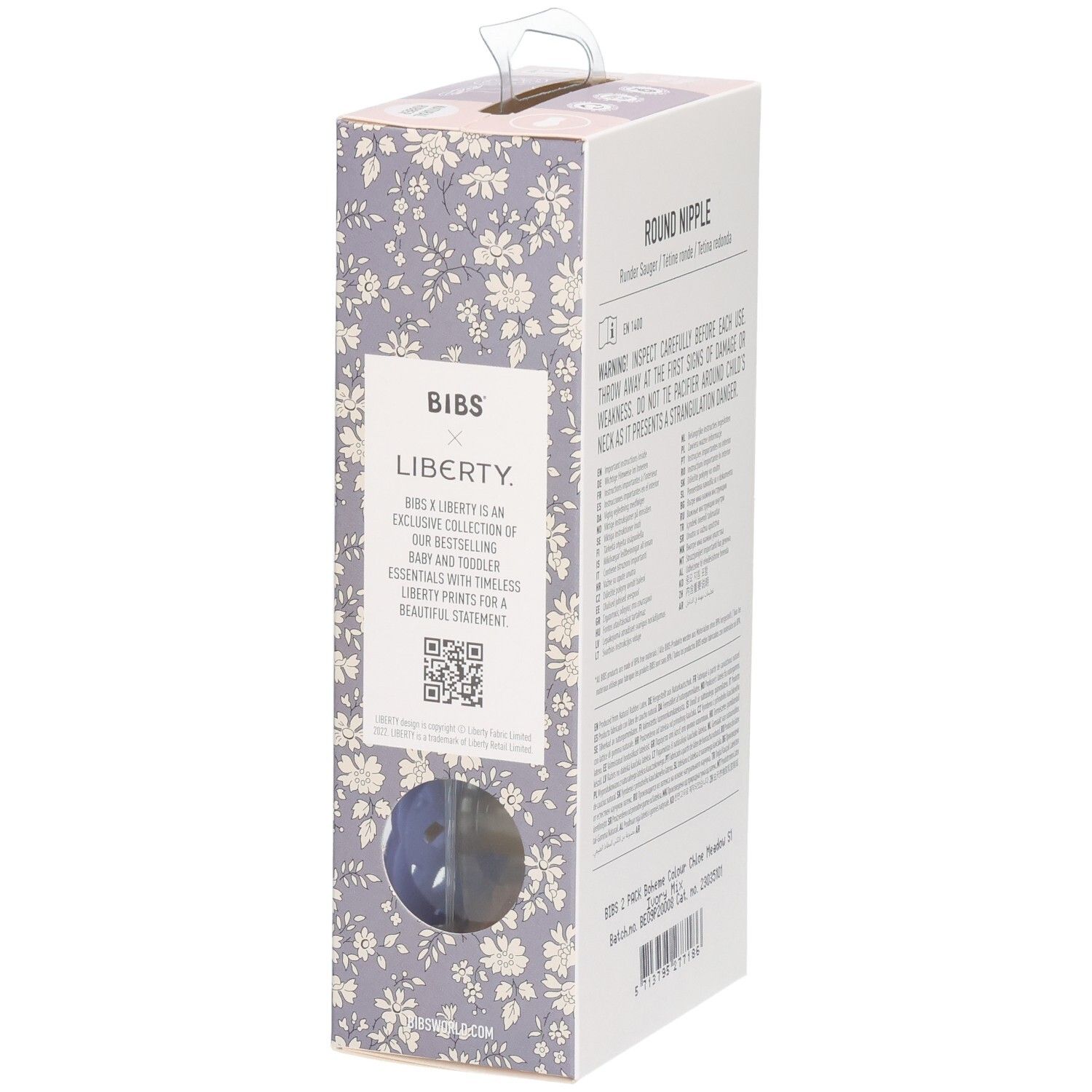 Sucette BIBS Boheme x Liberty, taille 1, caoutchouc naturel, motif floral, crème.
