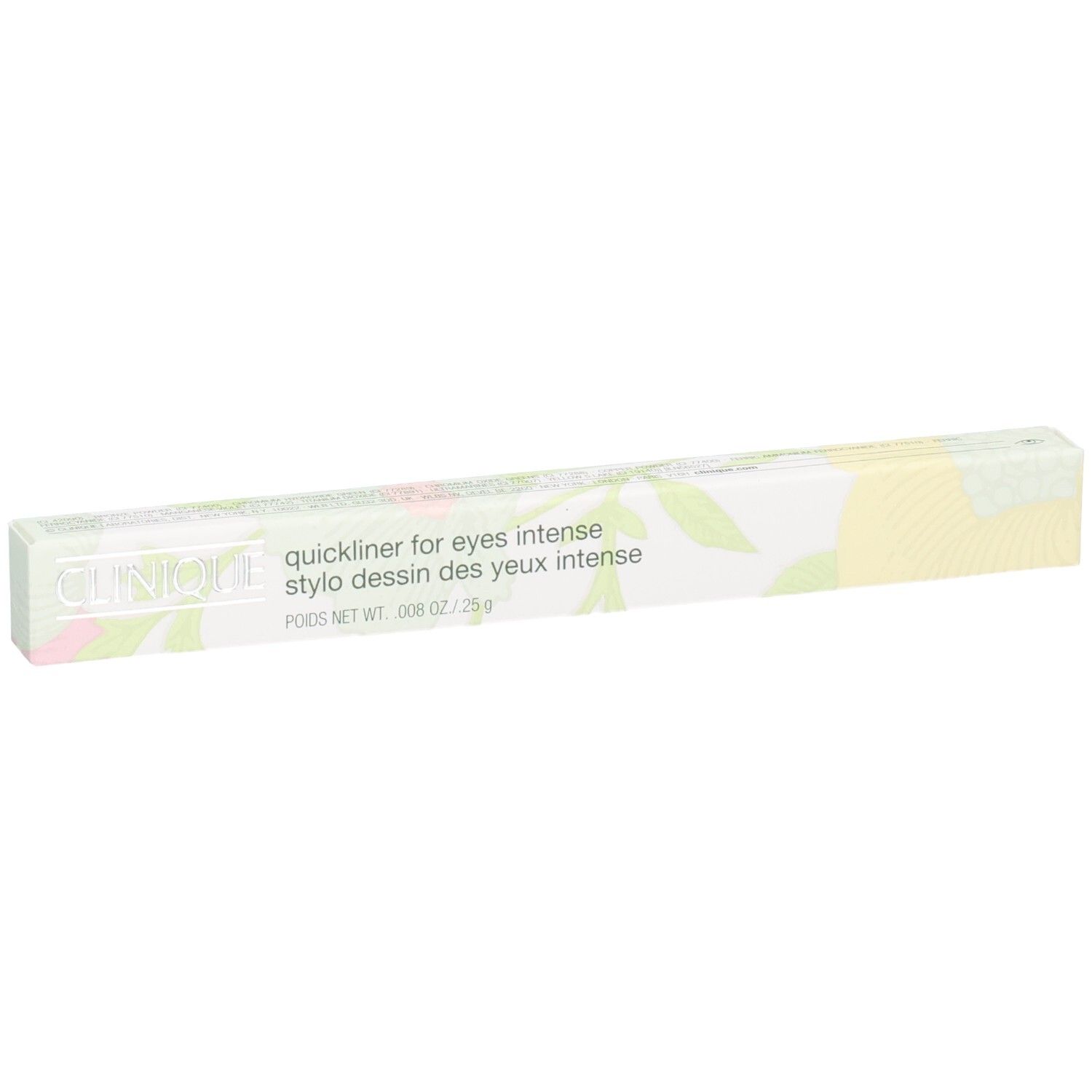 Emballage de crayon Clinique Quickliner for Eyes Intense avec motif floral.
