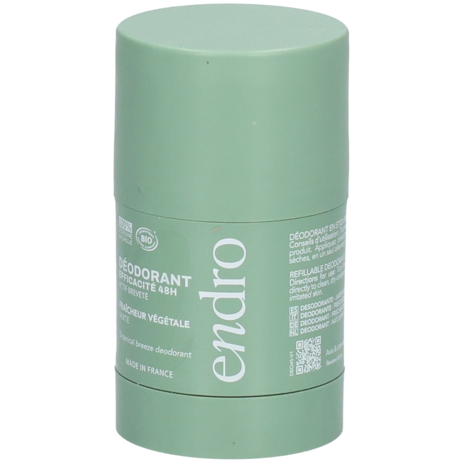 Déodorant stick Endro: Rechargeable, efficacité 48H, fraîcheur végétale. Fabriqué en France.