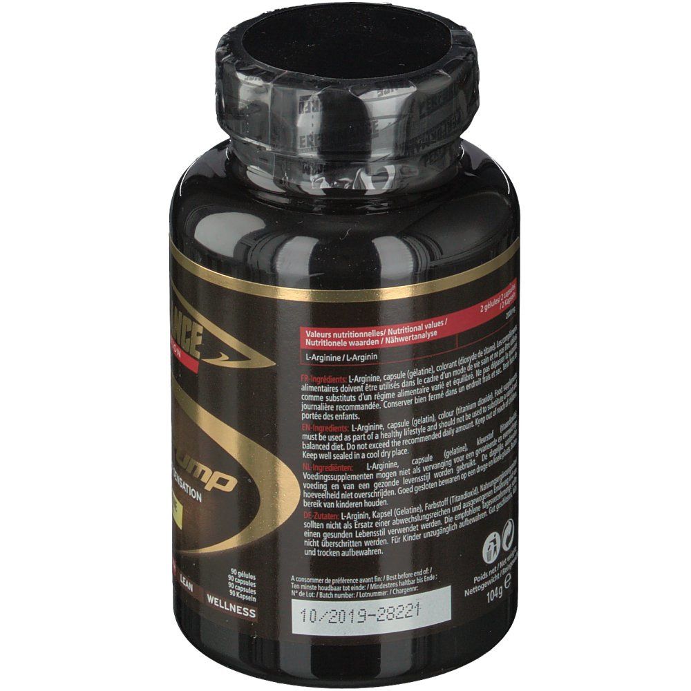 Dos du flacon noir. Texte multilingue. Date: 10/2019-28221. Poids: 104g.