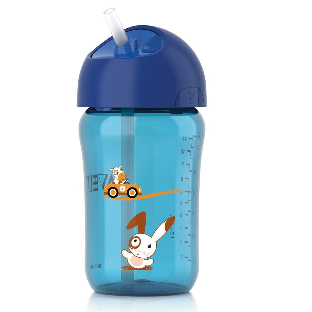 Avent Gobelet 340 Ml Anti-Vide + Paille +18m Bleu