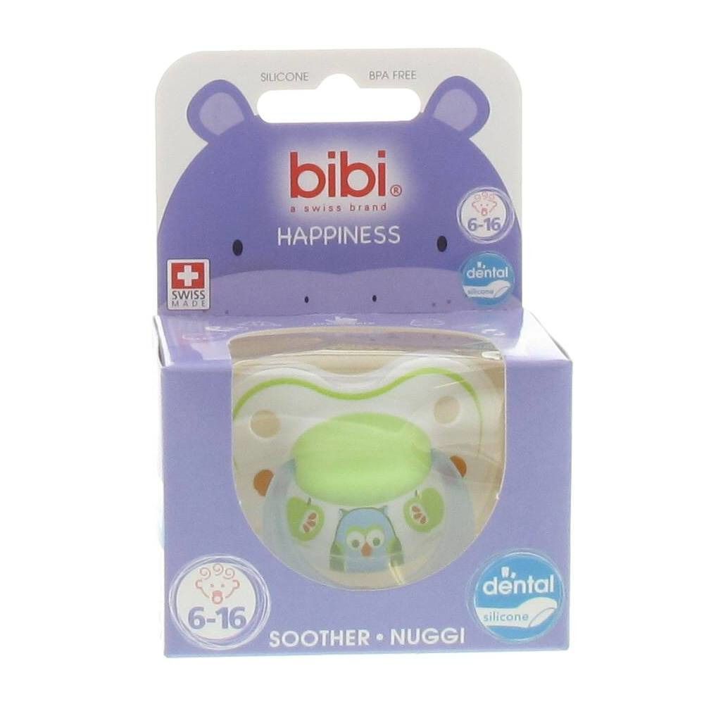 Bibi Sucette Dentale Happiness 6-16 Mois Bleu/Vert Hibou
