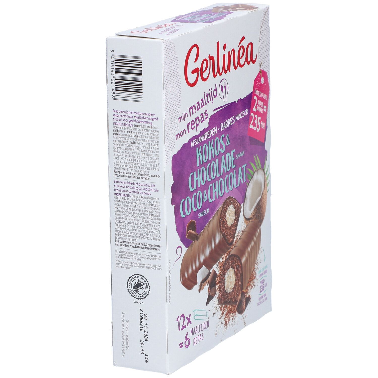 Gerlinéa Mon Repas Barres Chocolat & Coco 12x31 g - Redcare Pharmacie