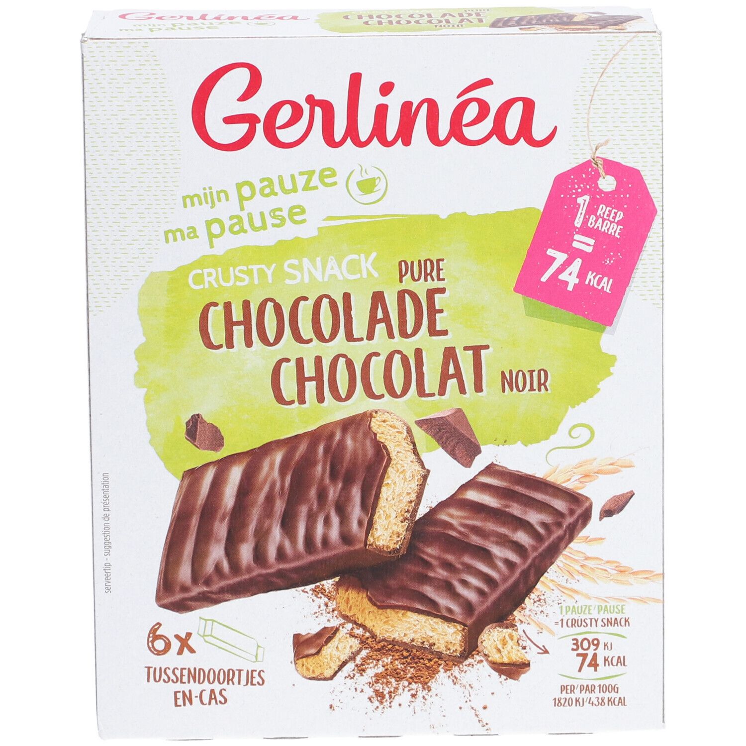 Barre encas minceur crousti chocolat GERLINEA : la boîte de 102 g