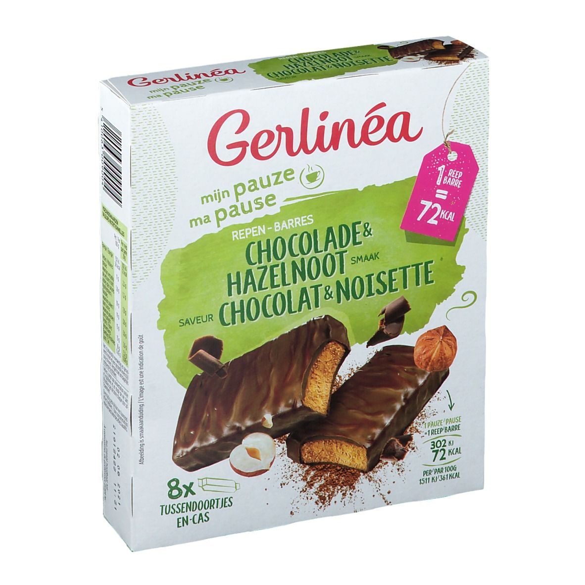 Gerlinéa Barres Chocolat & Noisette 8x20 g - Redcare Pharmacie