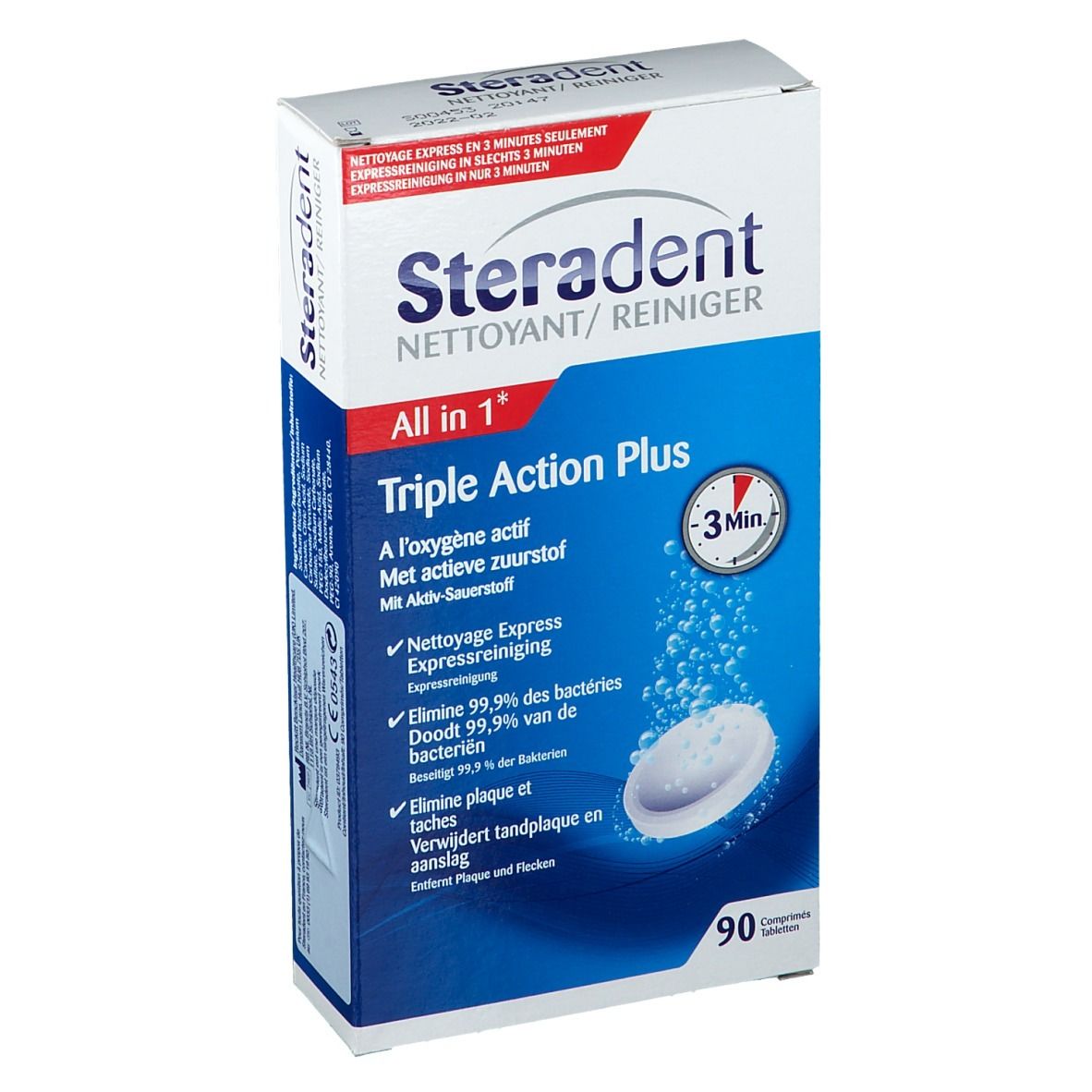 Steradent Triple Action Plus Nettoyant pour Prothèses Dentaires