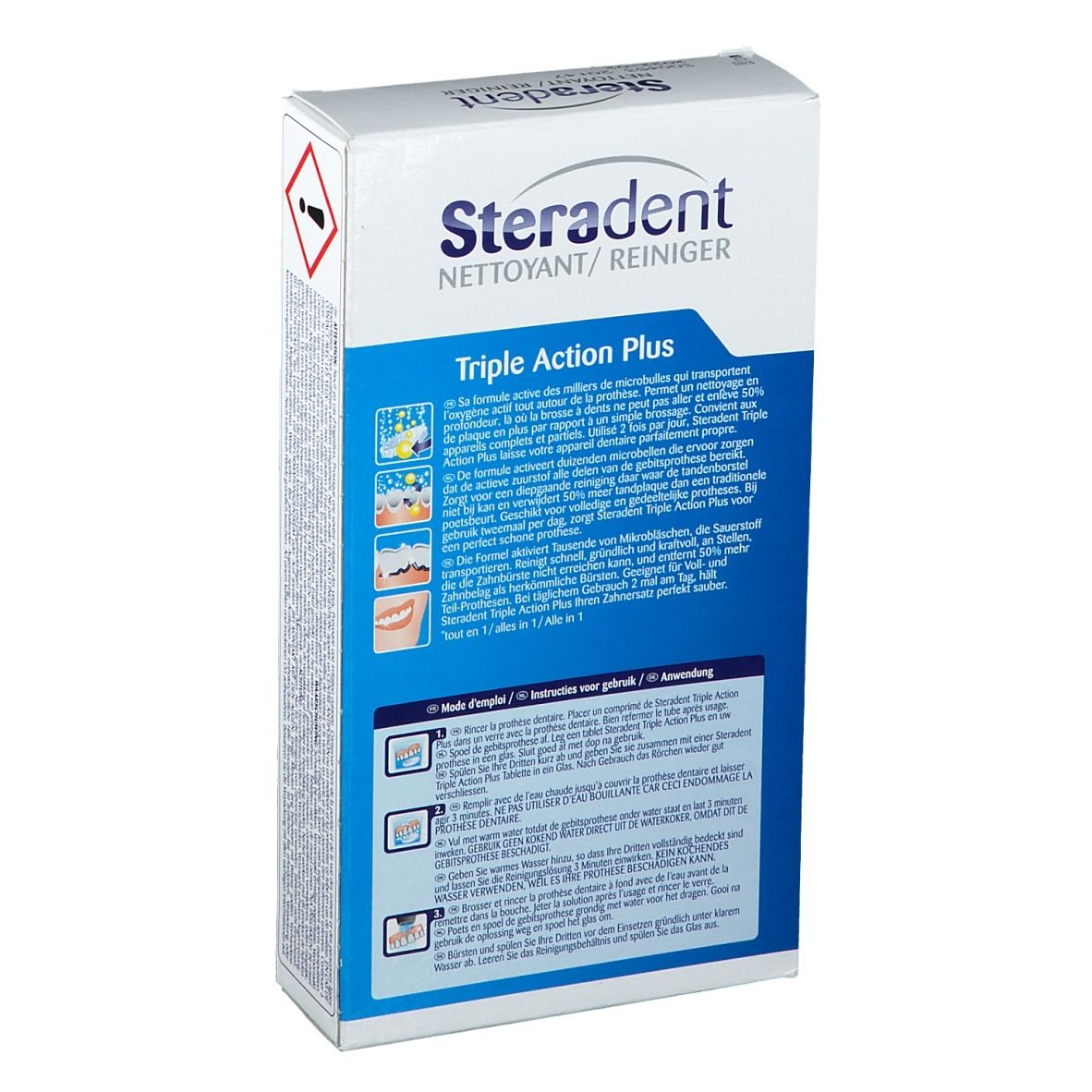 Steradent Triple Action Plus Nettoyant pour Prothèses Dentaires