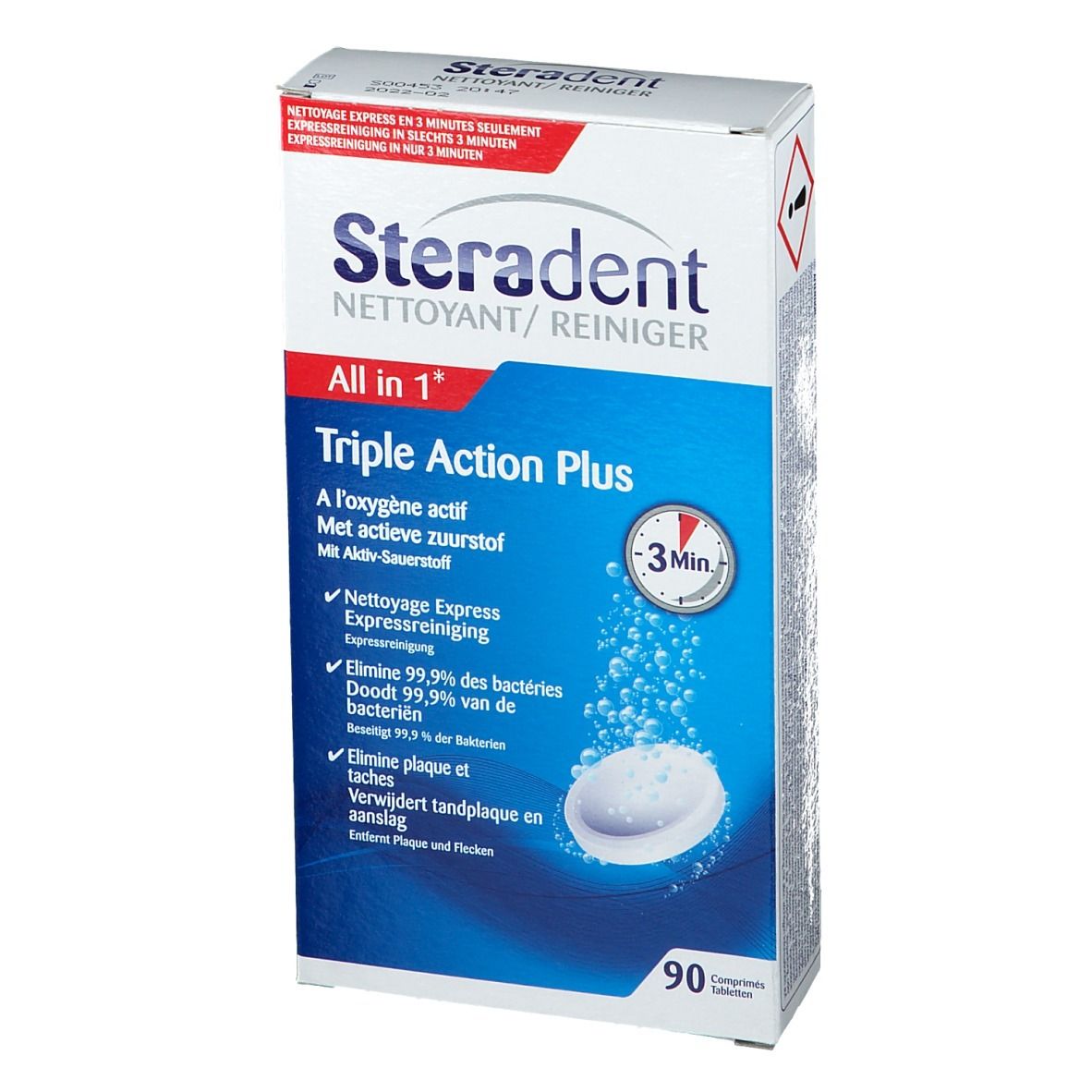 Steradent Triple Action Plus Nettoyant pour Prothèses Dentaires