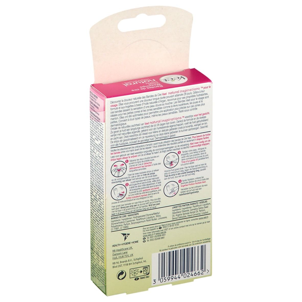 Veet Natural Inspirations Bandes de Cire Froids Visage
