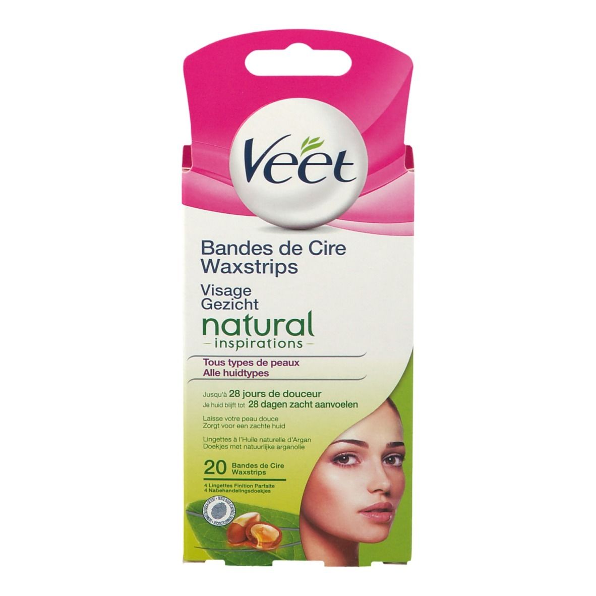 Veet Natural Inspirations Bandes de Cire Froids Visage