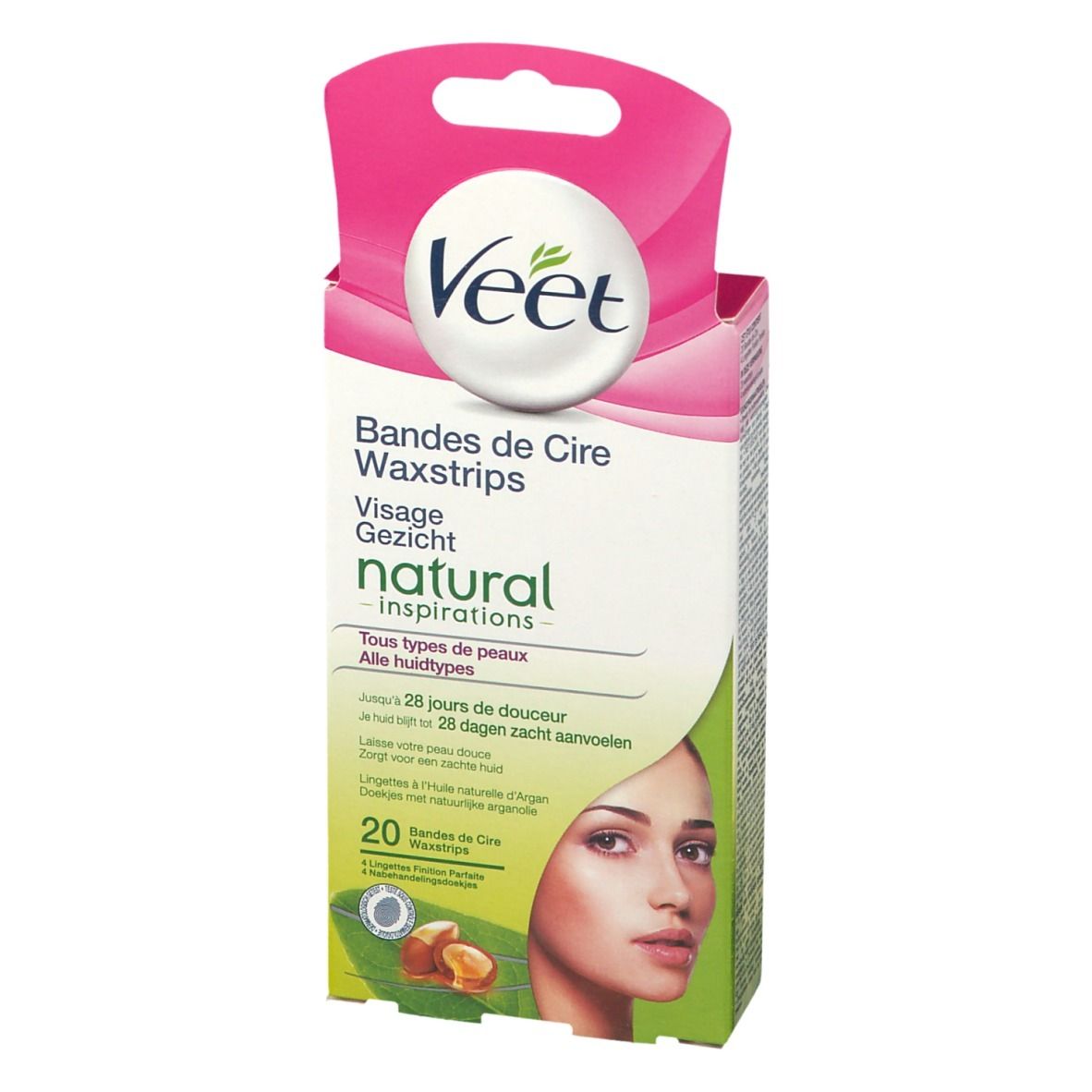 Veet Natural Inspirations Bandes de Cire Froids Visage
