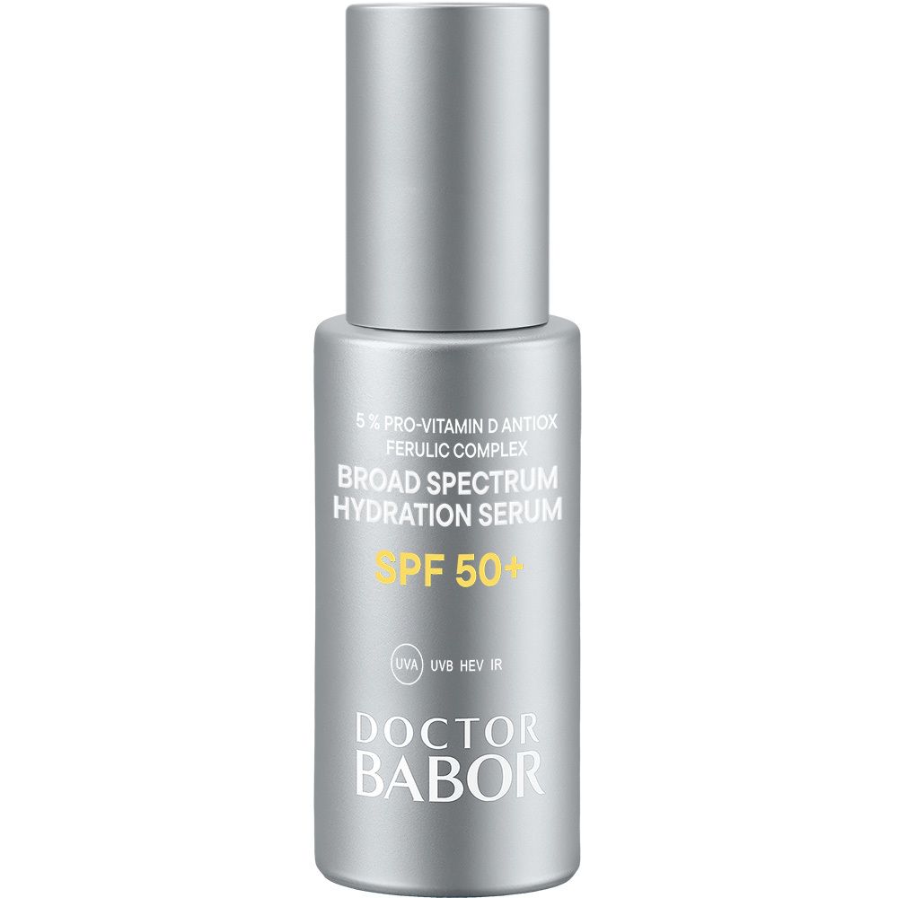 Emballage jaune. Texte: SPF 50+, Doctor Babor.
