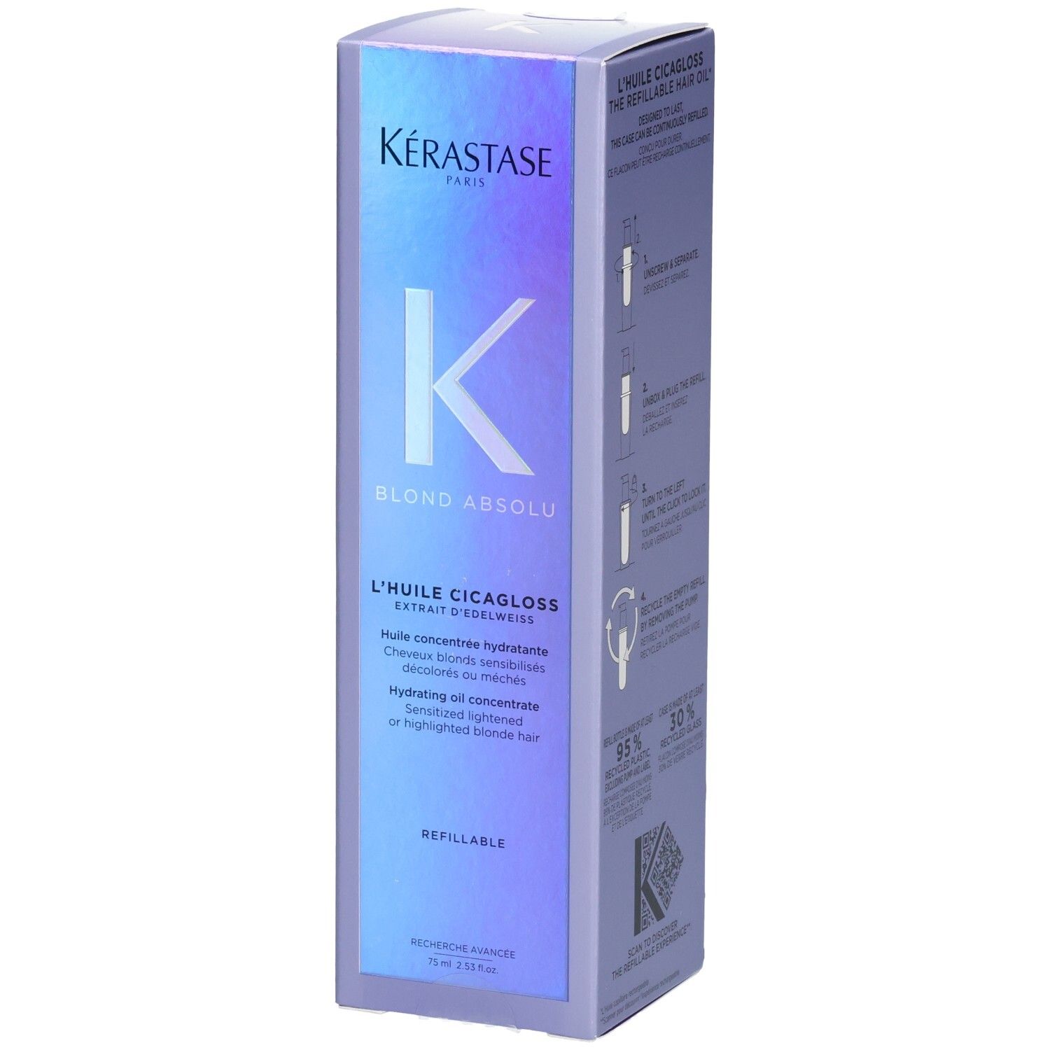 Emballage Kérastase Blond Absolu Huile Cicagloss rechargeable.