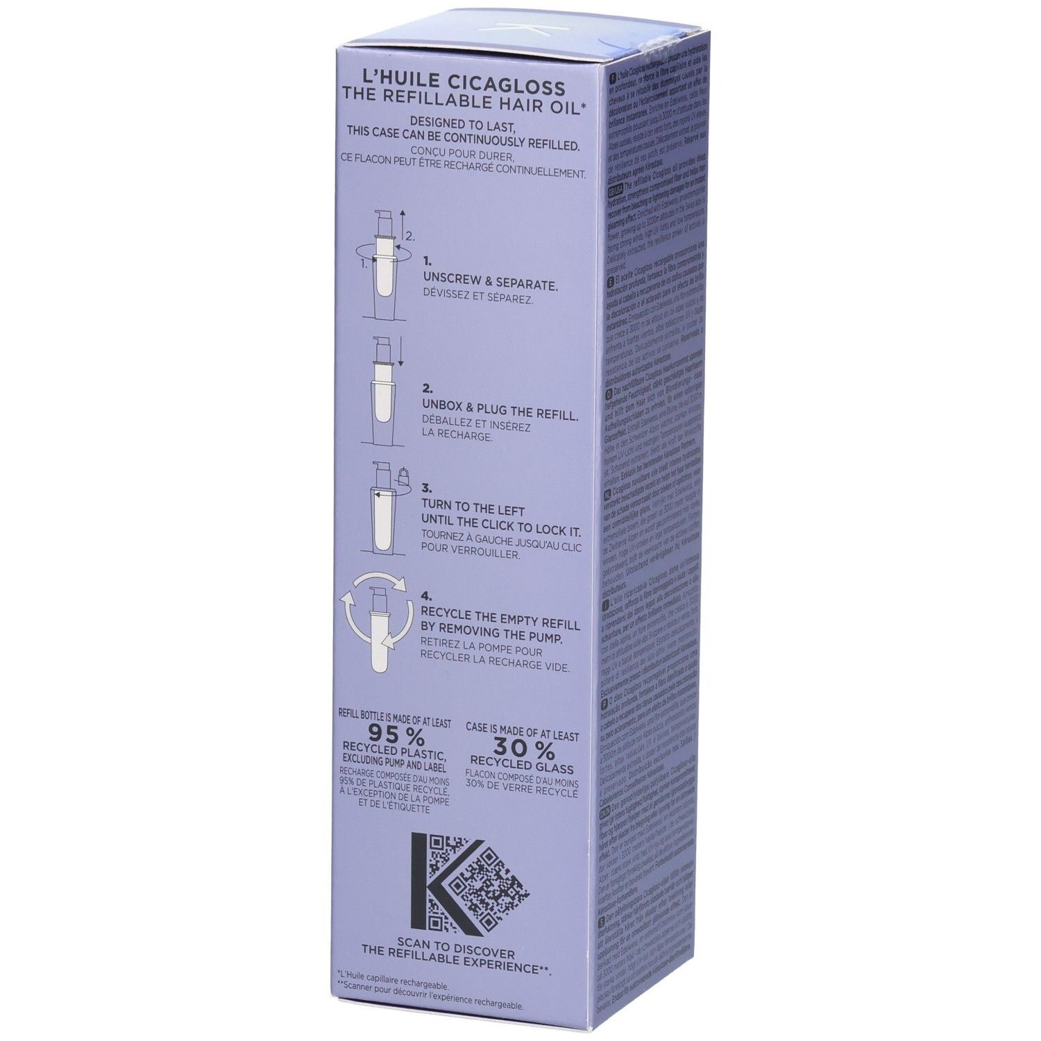 Emballage Kérastase Blond Absolu Huile Cicagloss rechargeable avec instructions de recharge.