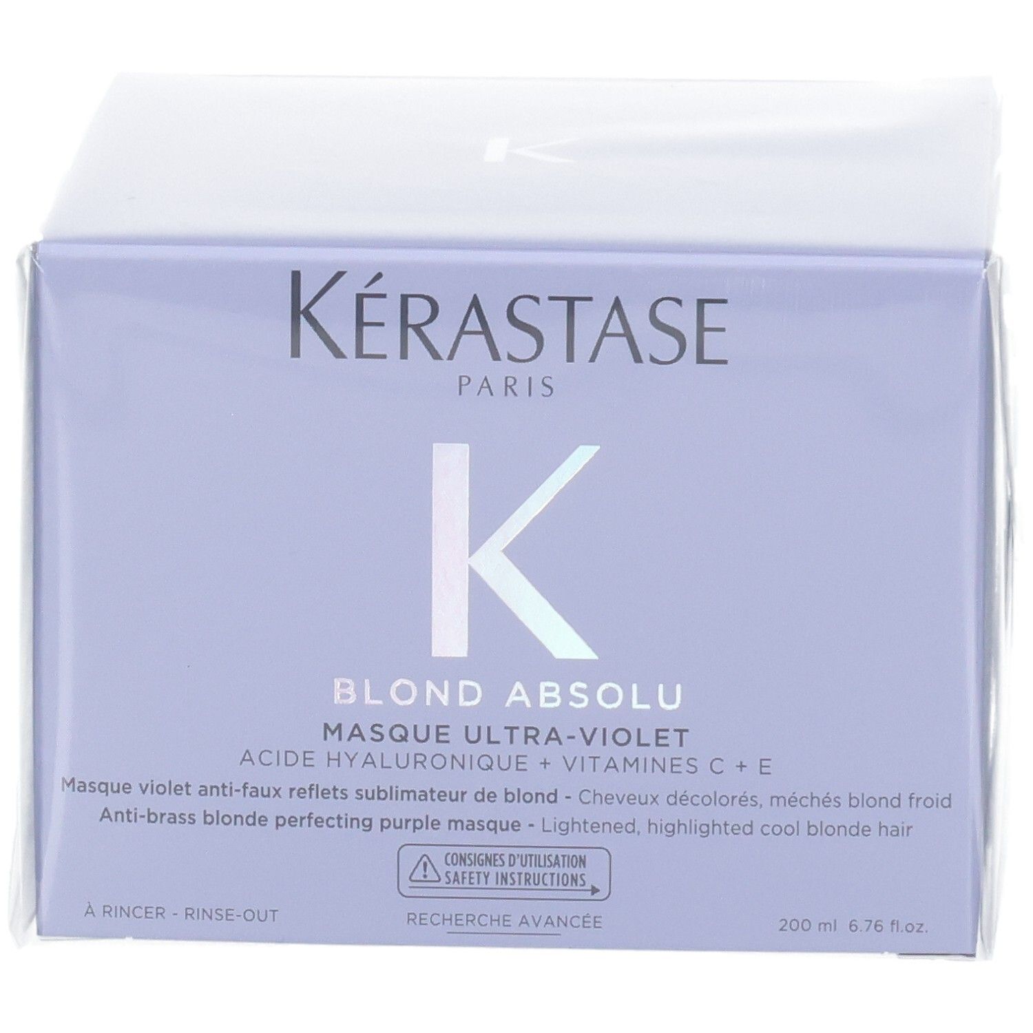 Emballage Kérastase Blond Absolu Masque Ultra-Violet, face avant avec logo et nom du produit.