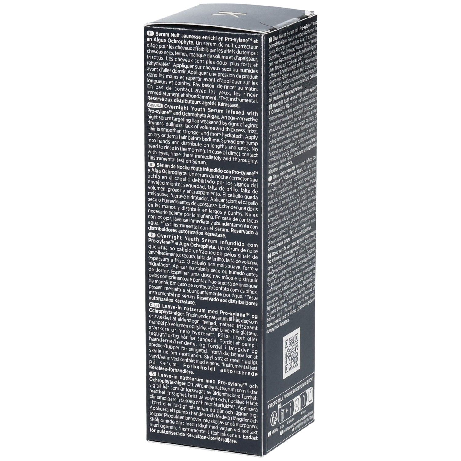 Kérastase Chronologiste Sérum de Nuit Youth : Autre vue latérale de la boîte avec description du produit.