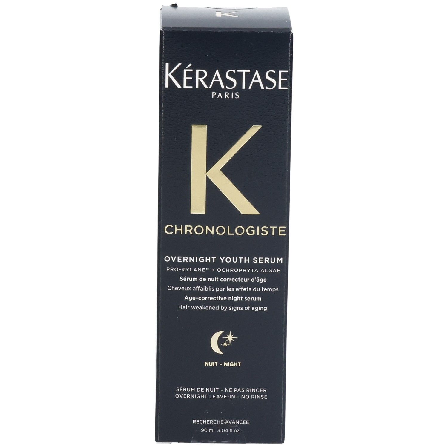Kérastase Chronologiste Sérum de Nuit Youth : Face avant de la boîte avec logo et nom du produit.