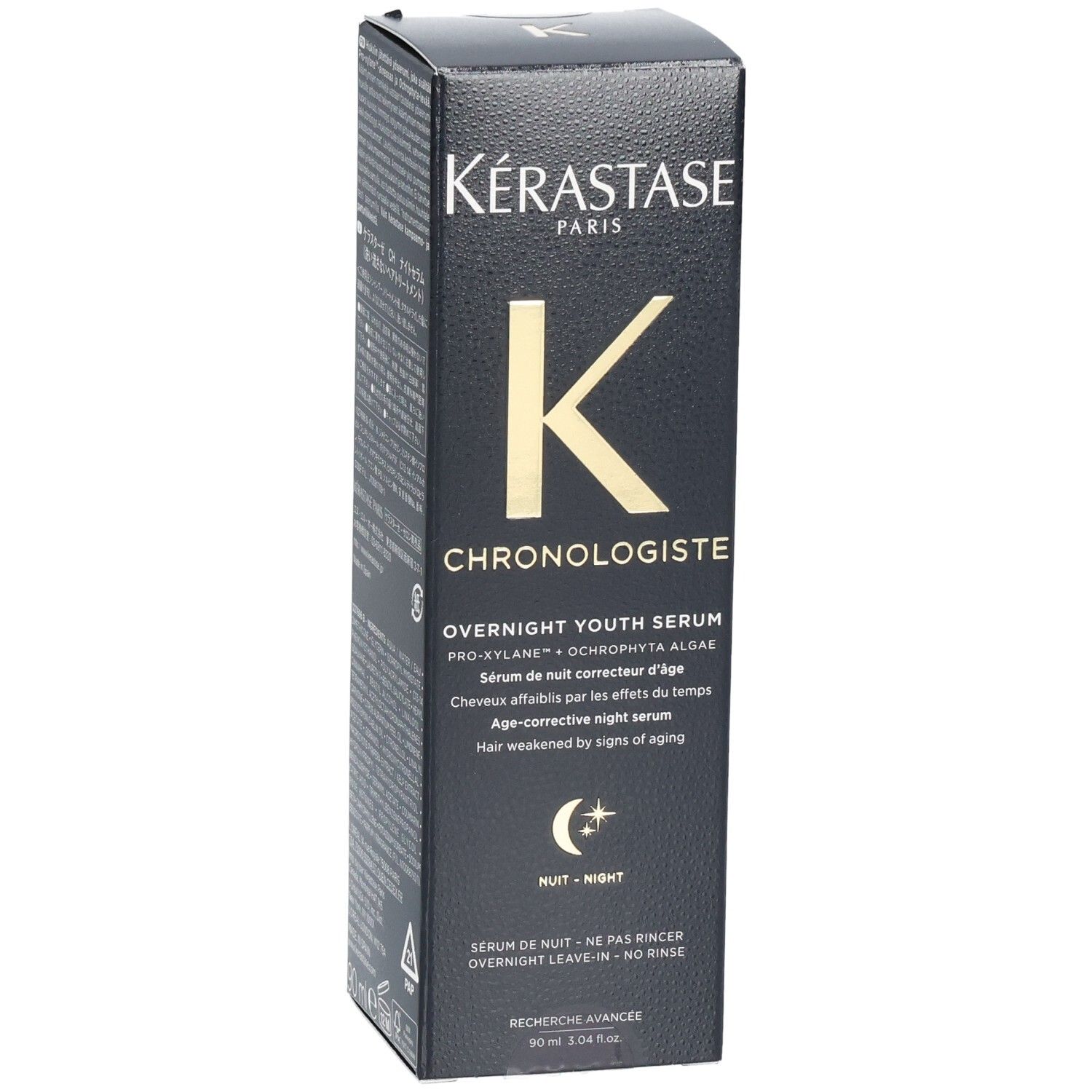 Kérastase Chronologiste Sérum de Nuit Youth : Vue avant de la boîte, montrant le logo K et le nom du produit.