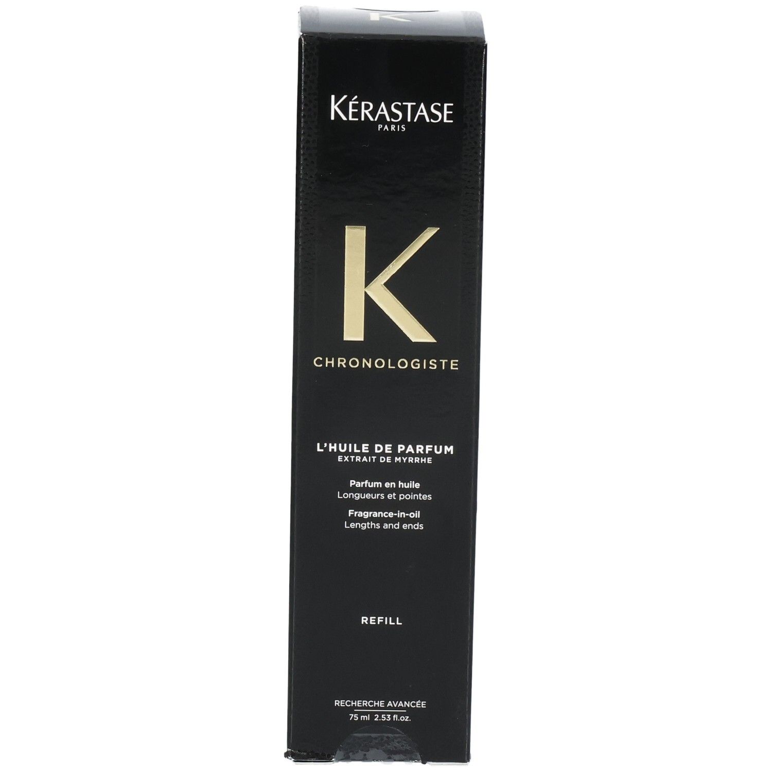 Face avant de la recharge Kérastase Chronologiste L'Huile de Parfum avec logo et nom du produit.