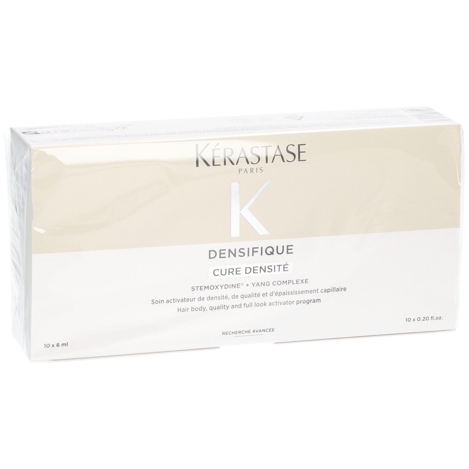 Boîte Kérastase Densifique Cure Densité, soin activateur de densité, 10 ampoules de 6 ml.